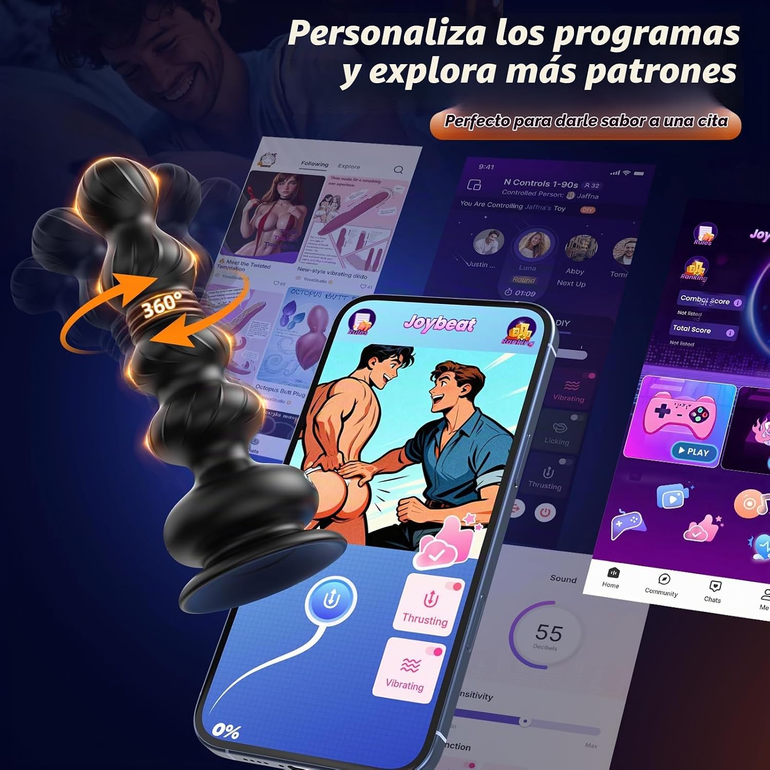 BEISAR Masajeador de próstata con cuentas anales giratorias de 360°...