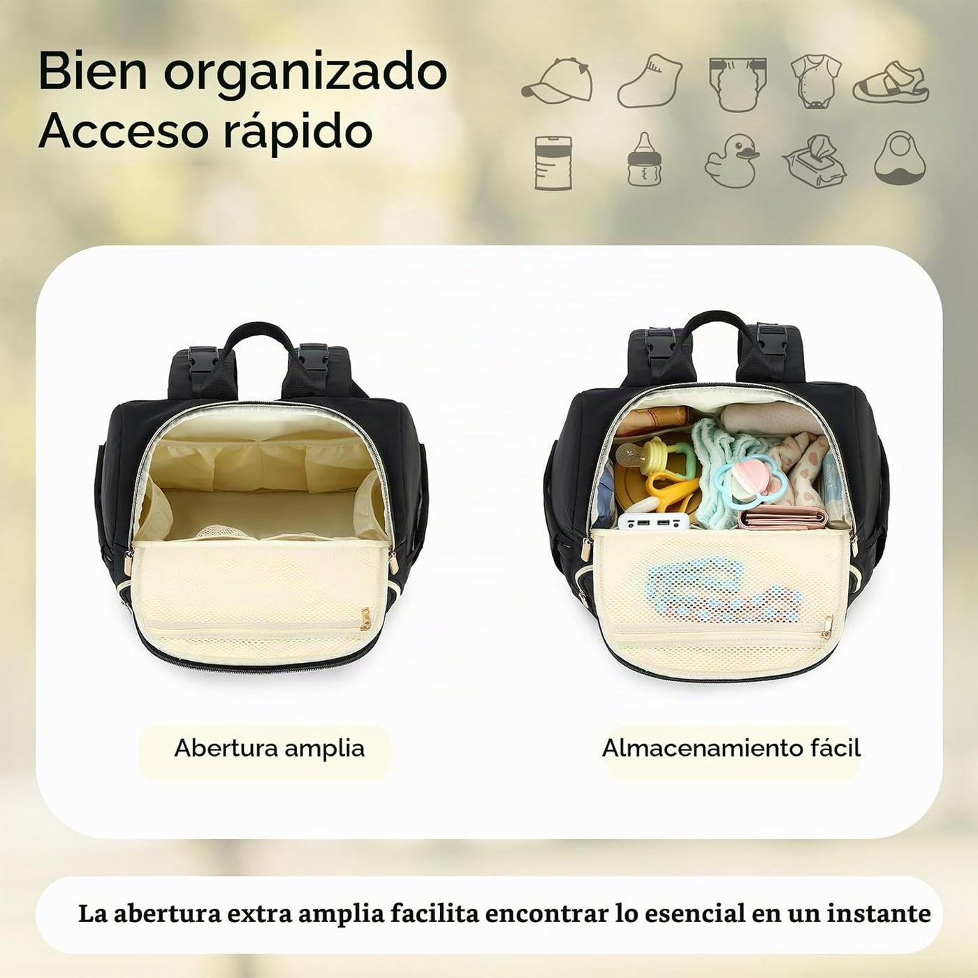 MAPLELILY Mochila para pañales, ligera y elegante, bolsa de artícul...