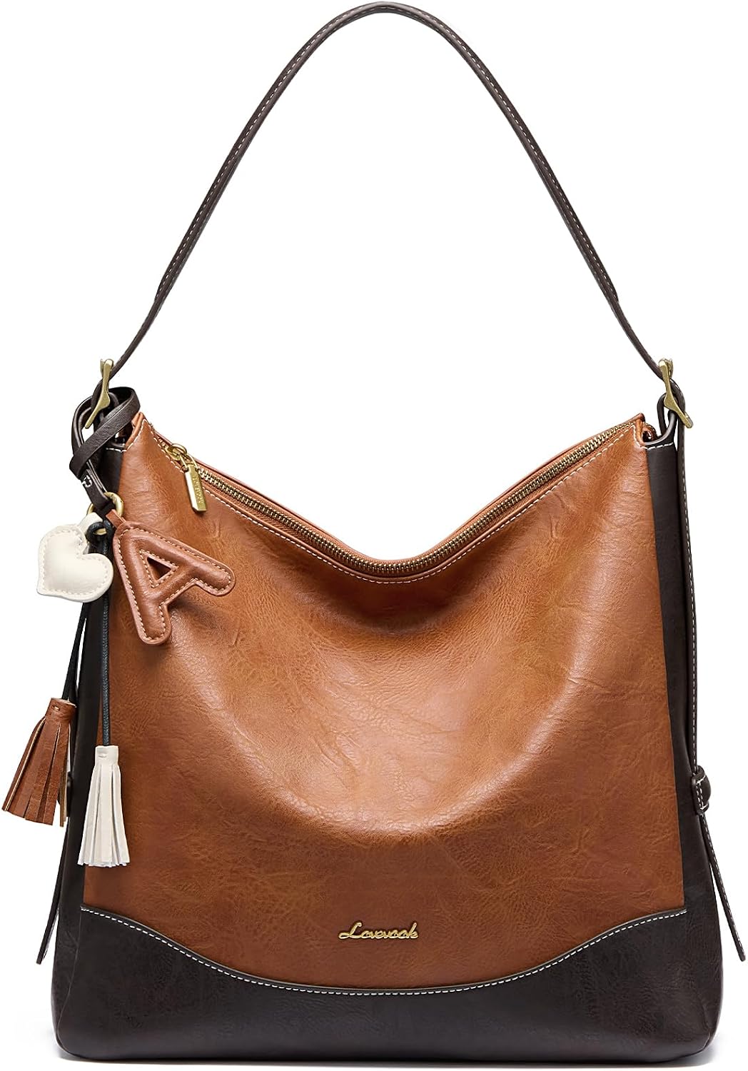 LOVEVOOK Bolsos hobo para mujer con dije inicial, bolso cruzado sua...