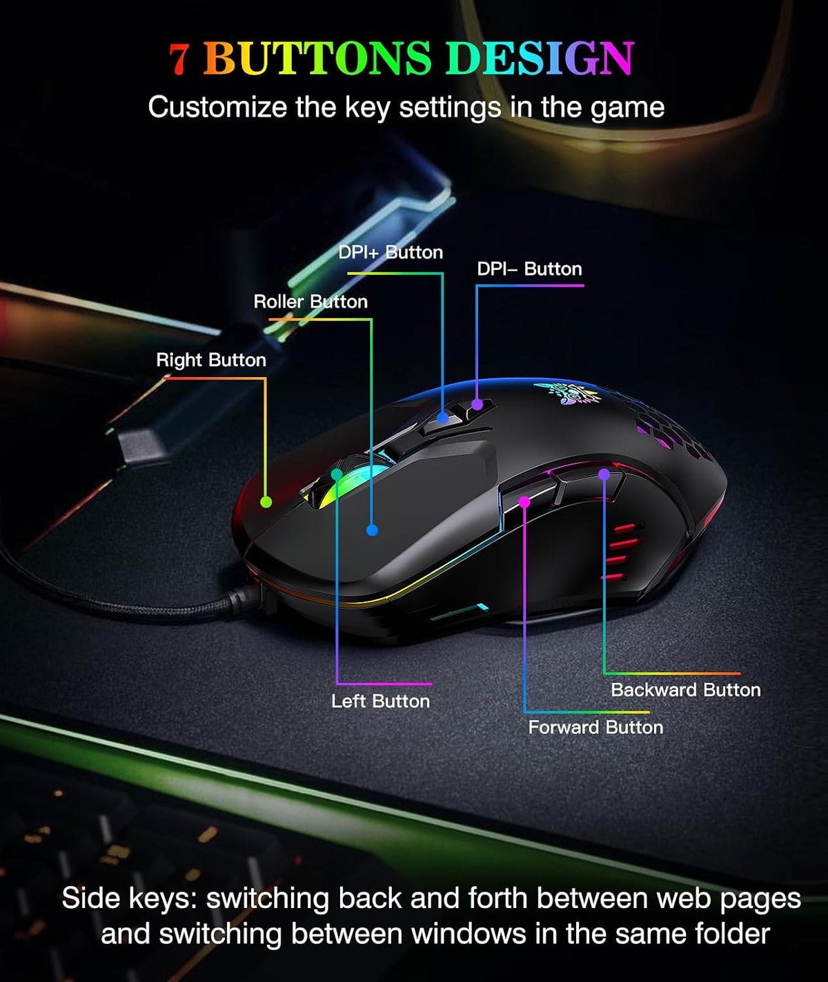 Teclado inalámbrico de tres modos y mouse para juegos de PC con cable