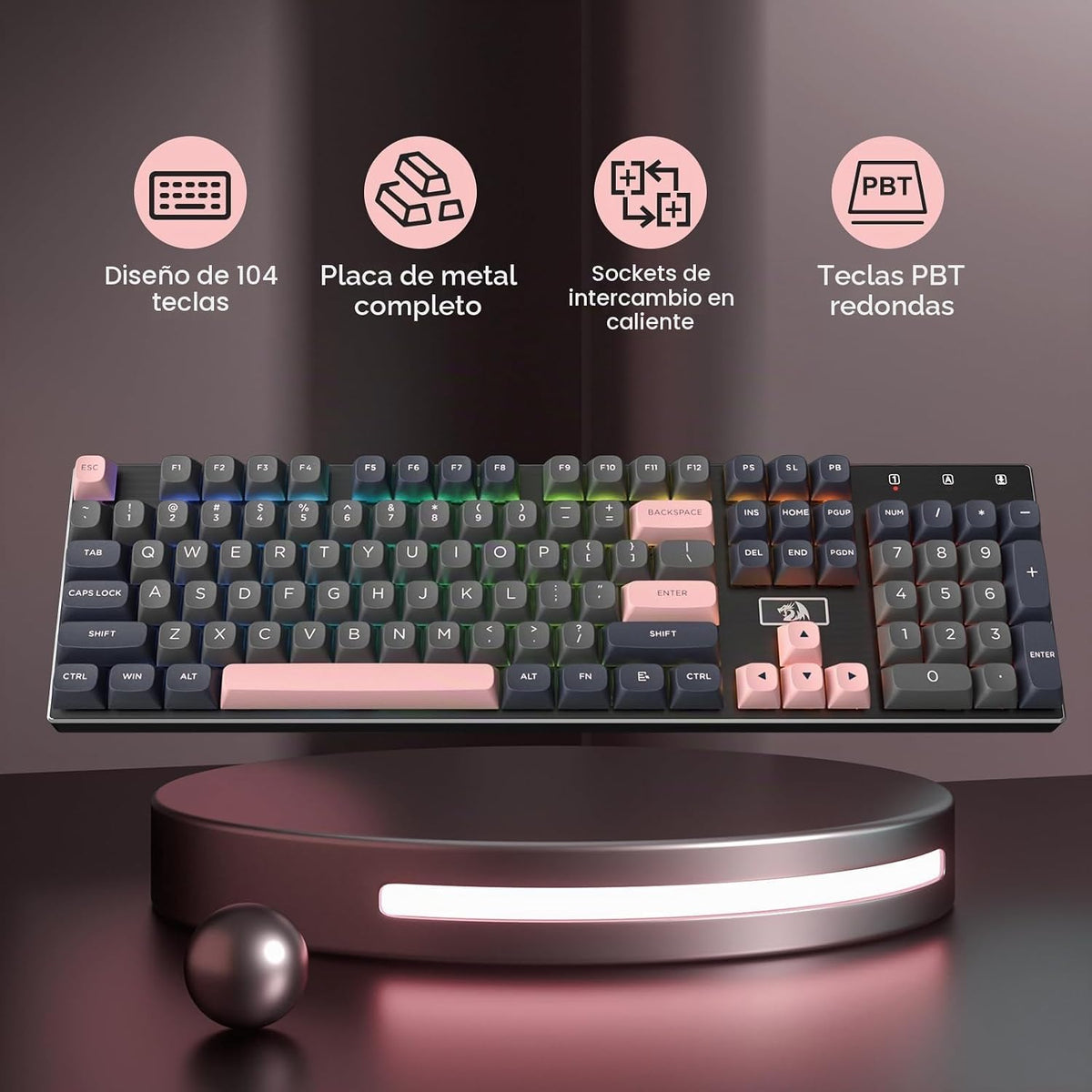 Redragon Teclado mecánico atado con cable del juego K556 RGB, table...
