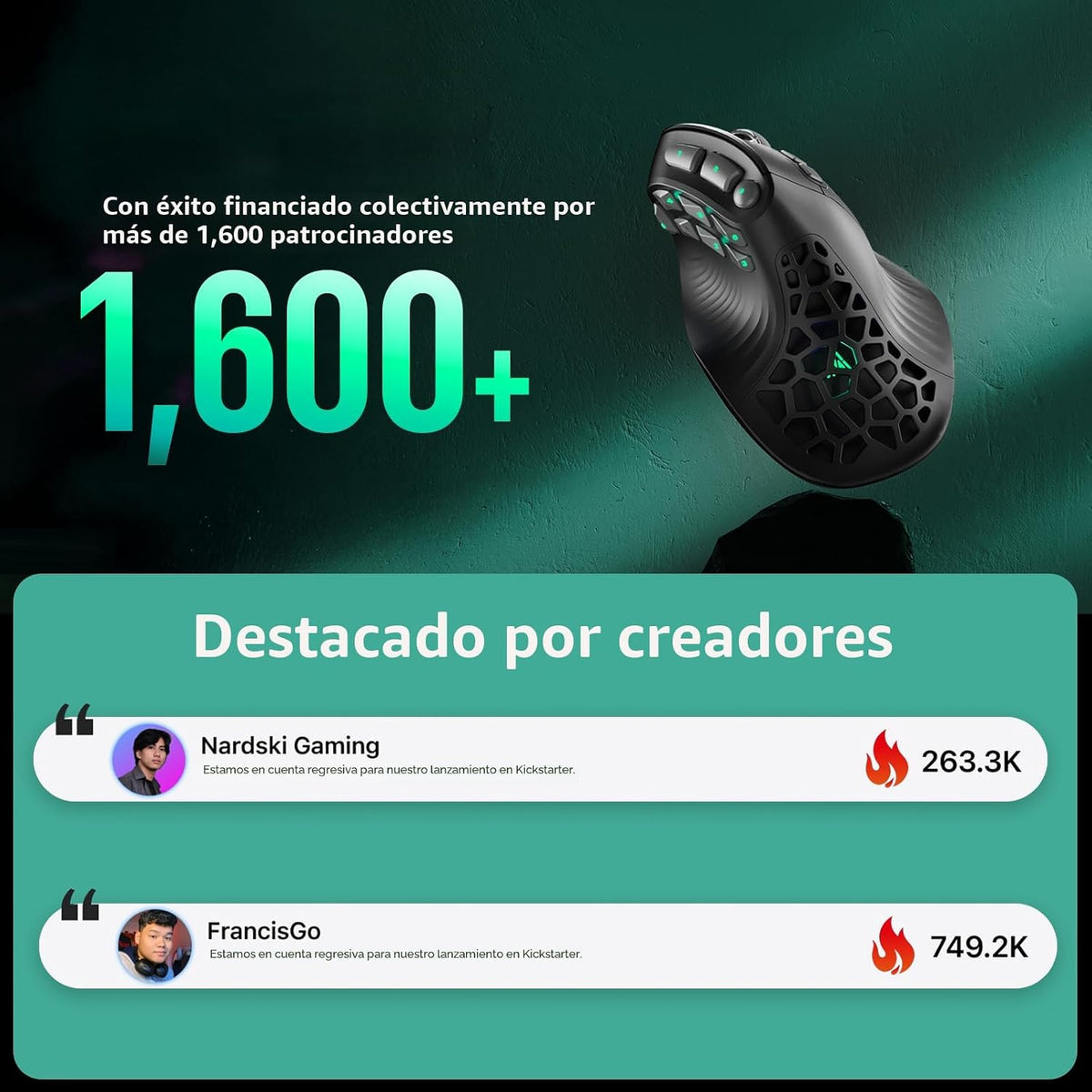 SOLAKAKA E9 PRO - Mouse vertical MMO para juegos con dongle 8K, sen...