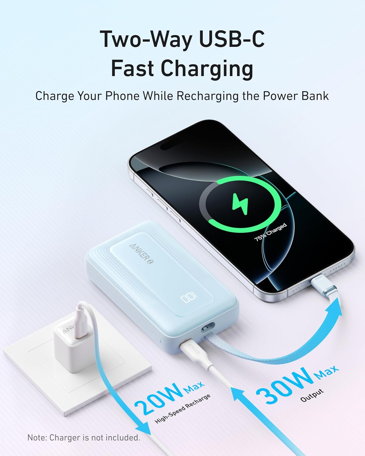 Anker Power Bank, 10,000mAh 30W con cargador portátil esencial de v...