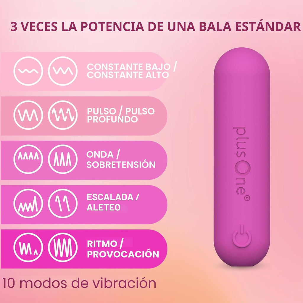 plusOne Bala vibratoria impermeable y recargable, rosa oscuro | Mas...