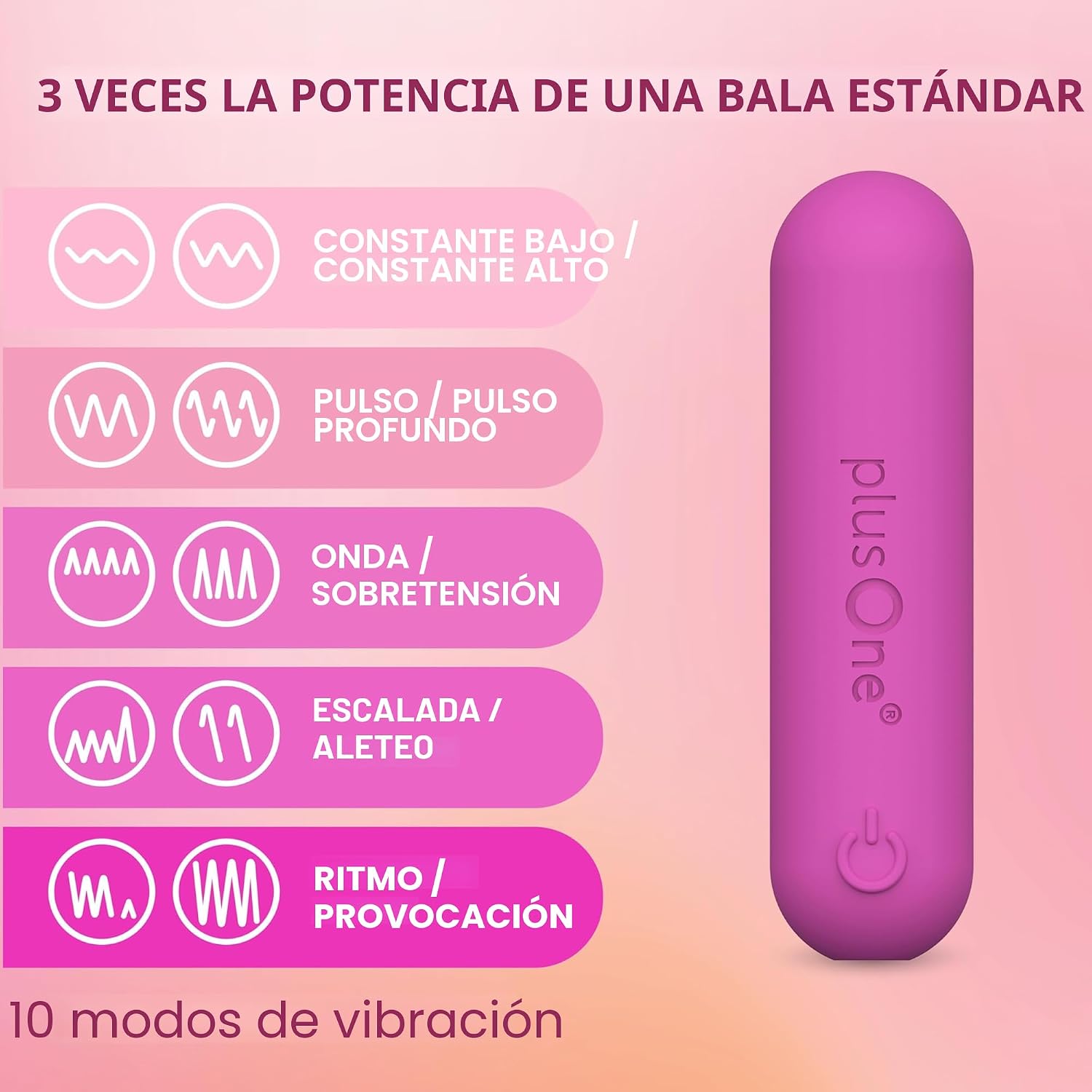 plusOne Bala vibratoria impermeable y recargable, rosa oscuro | Mas...