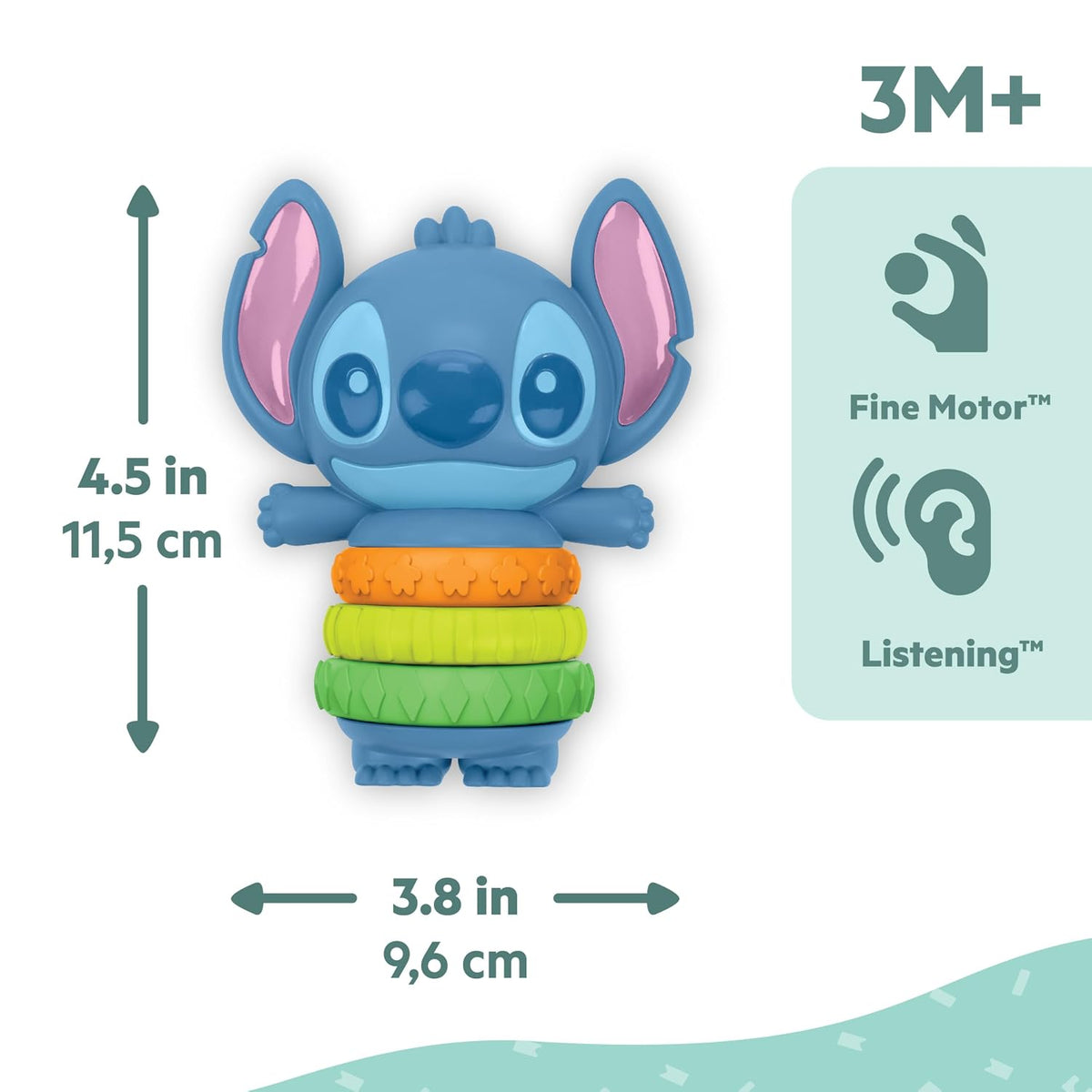 Bright Starts Disney Baby Stitch Twist-a-Stitch Juguete de dedo con...