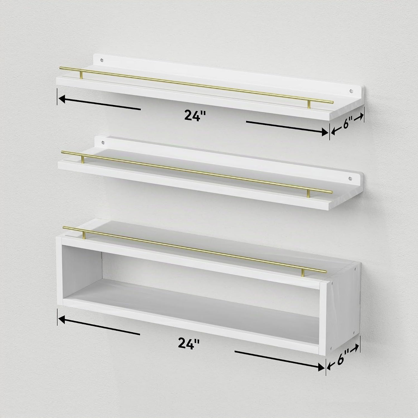 WOPITUES Estantes flotantes para pared de 24 pulgadas con estante d...