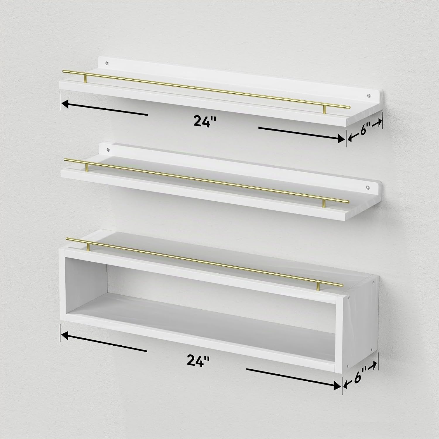 WOPITUES Estantes flotantes para pared de 24 pulgadas con estante d...