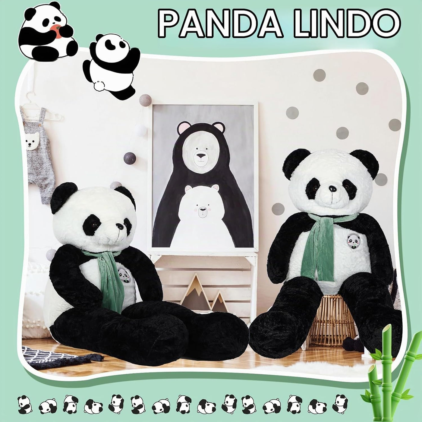 RoundFunny Peluche de oso panda gigante de 63 pulgadas | Animal de...