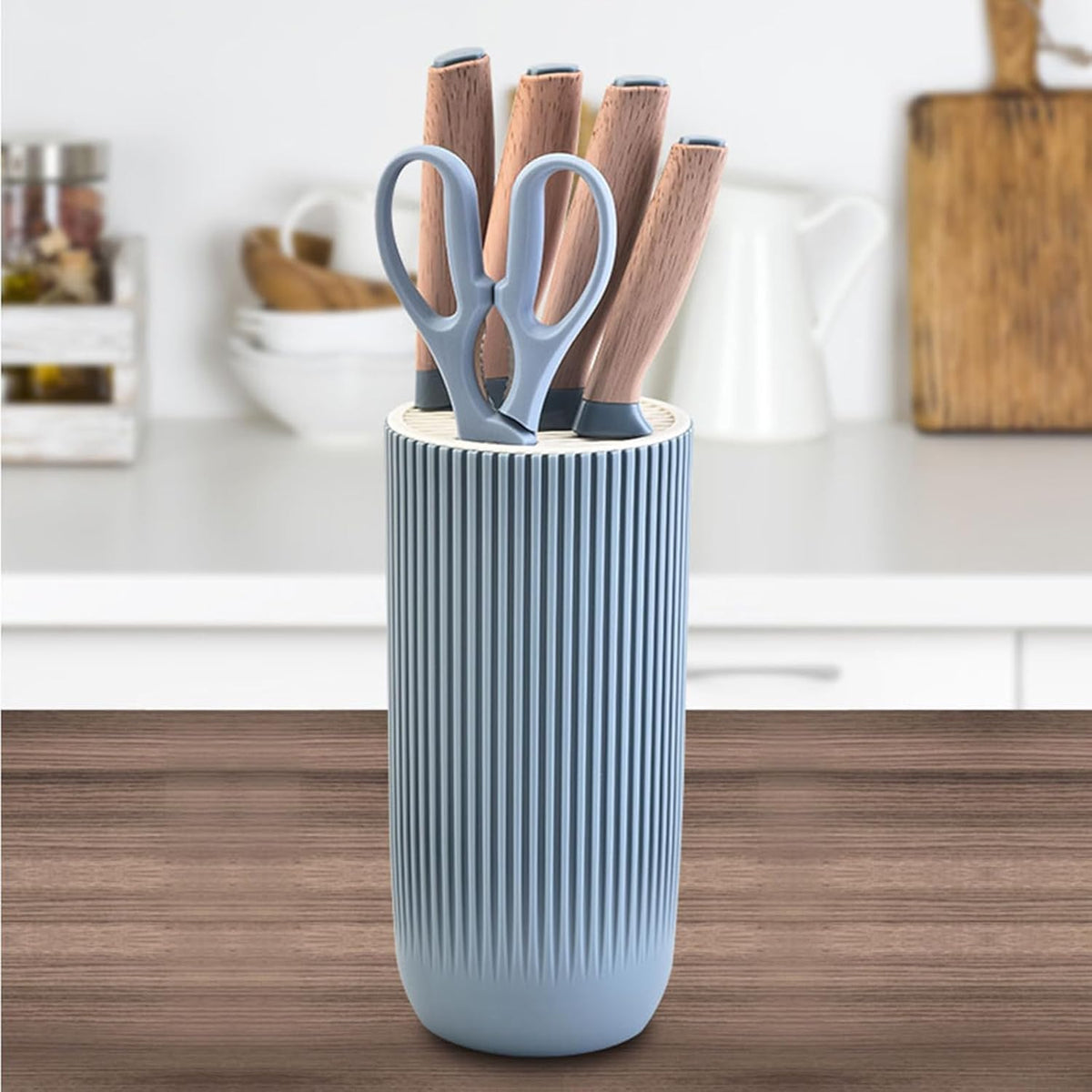 Juego de cuchillos de cocina, juego de 6 piezas de cuchillos azules...