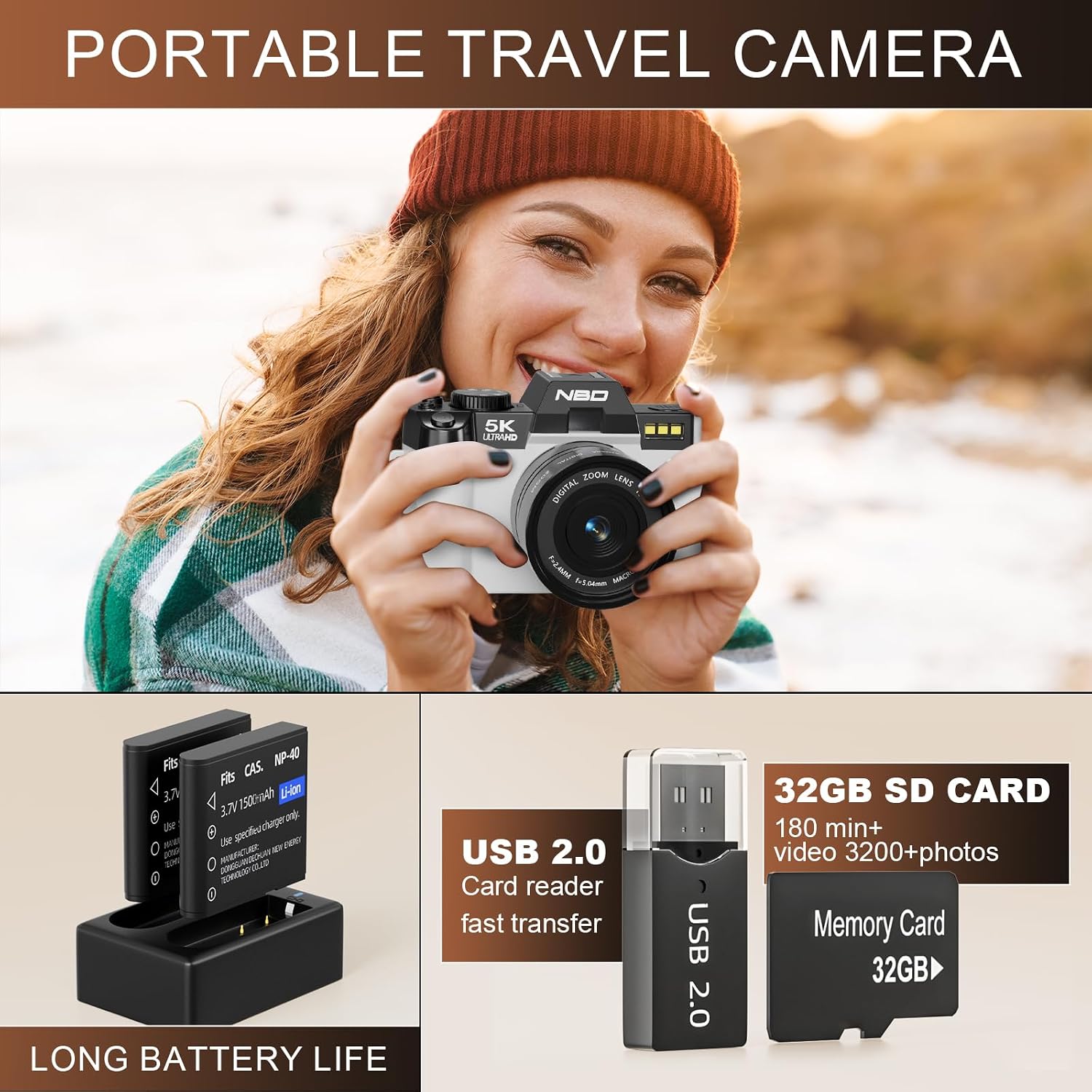 Cámaras digitales True 5K para fotografía de 48 MP - Lente gran ang...