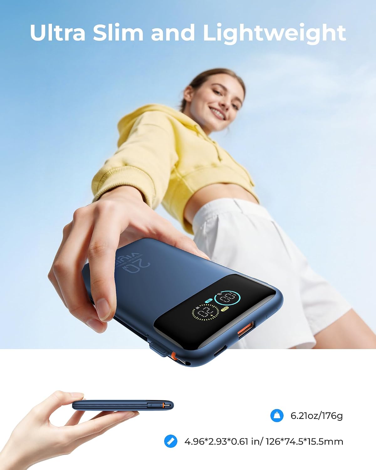VIYISI Pequeño cargador portátil del banco del poder delgado 10000m...