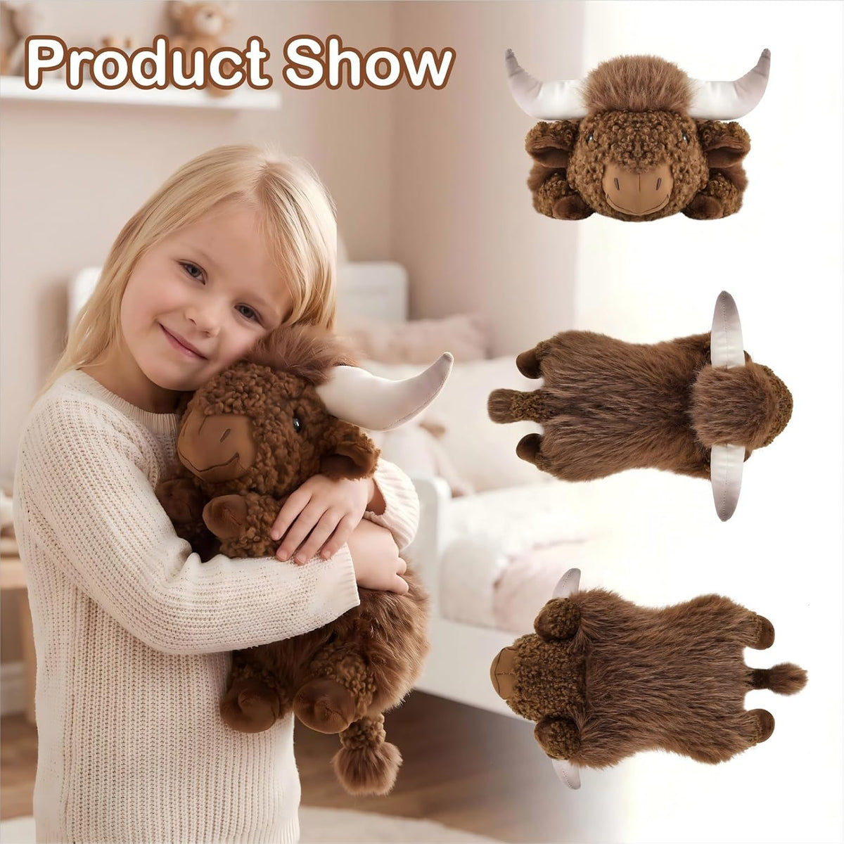 ZRUNBO Animales de peluche de vaca de las tierras altas, juguete de...