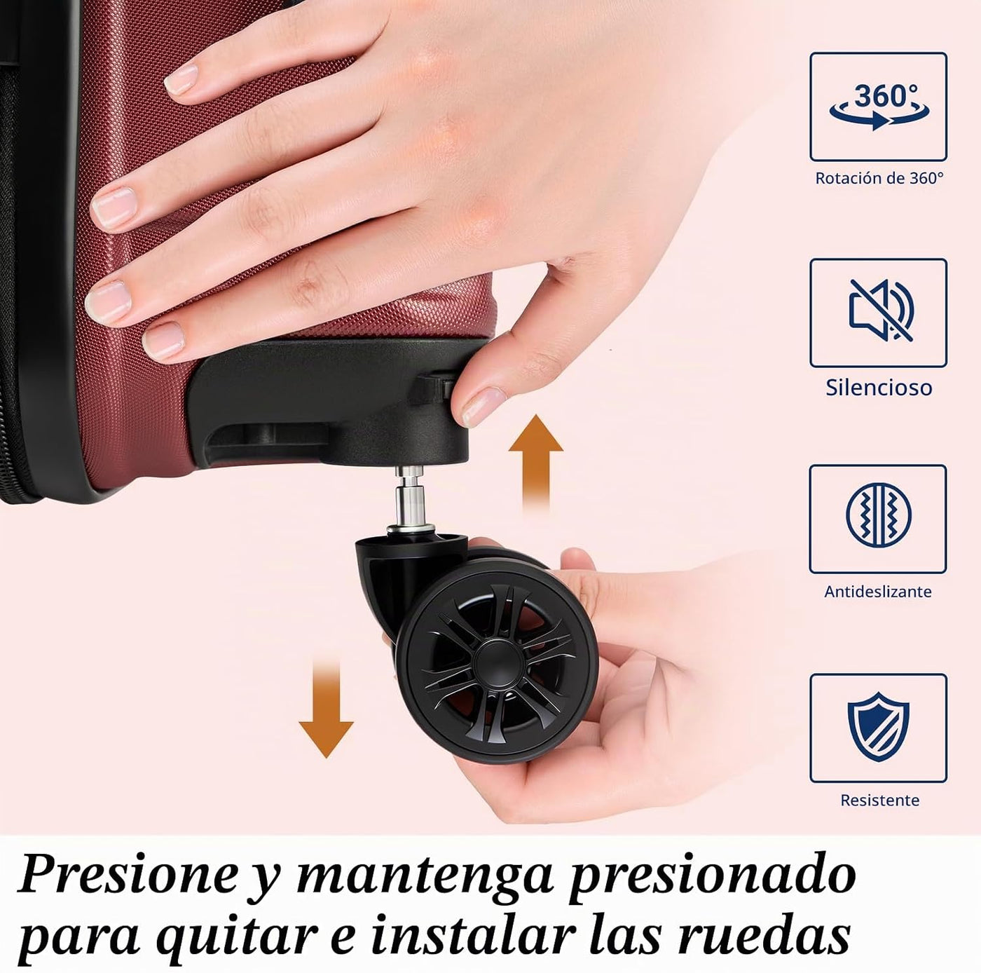 Eeeza Juego de equipaje de 5 piezas, maletas con ruedas, maleta ríg...