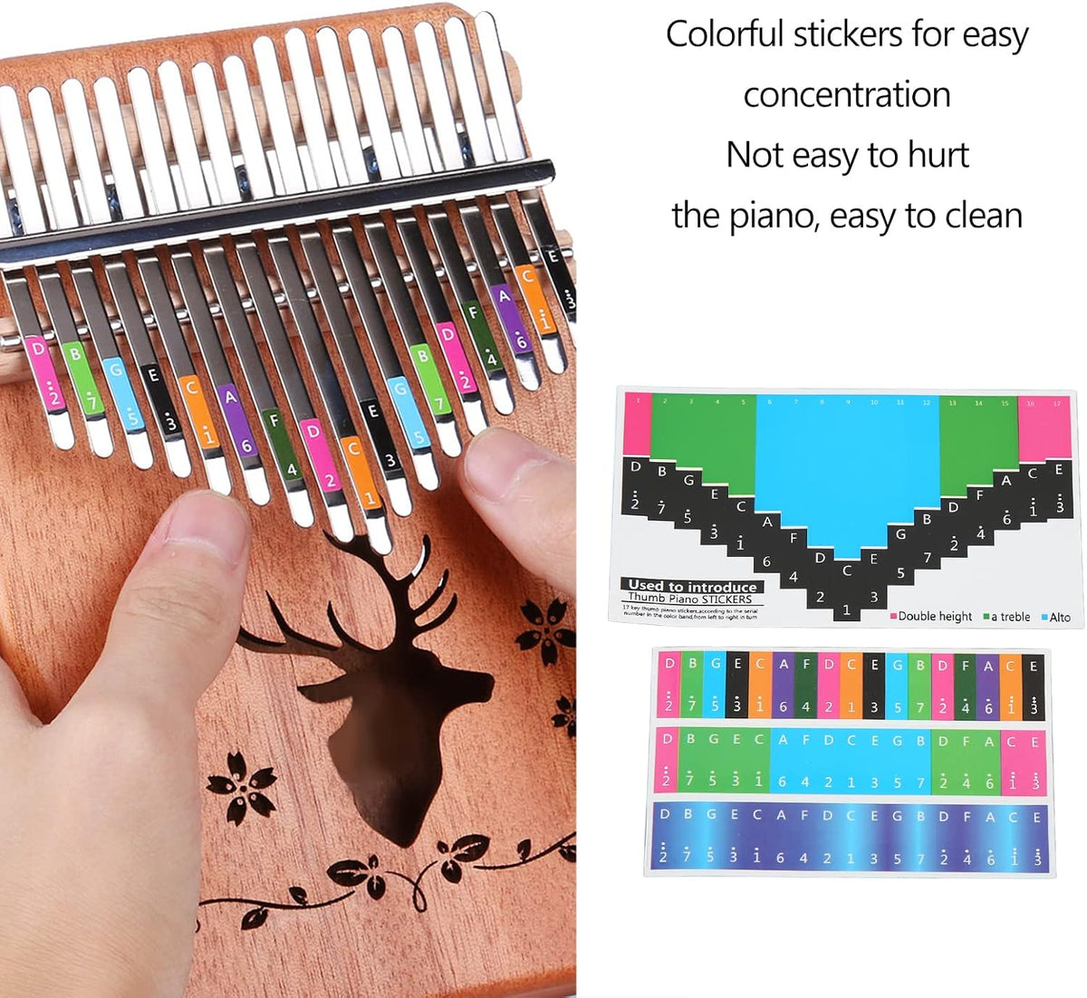 Coloridas calcomanías de escala de kalimba, calcomanías de piano de...