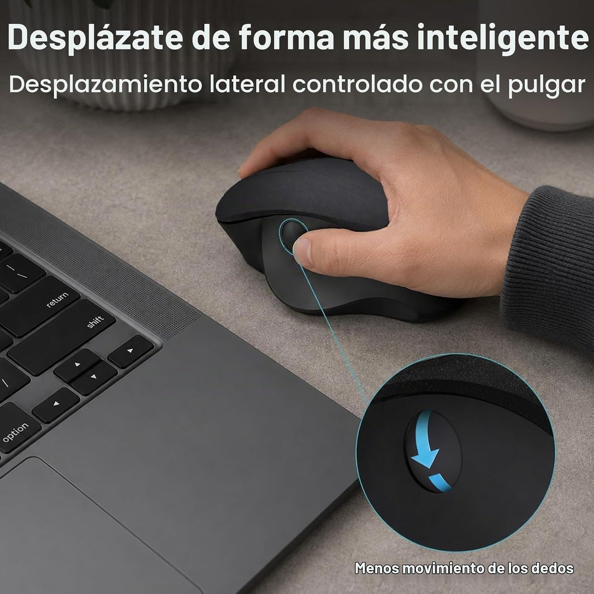 MangoEra Ratón ergonómico inalámbrico, desplazamiento lateral del p...