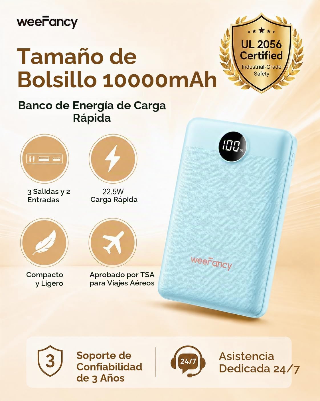 Pequeño cargador portátil 10000mAh 20W Mini banco de energía de car...