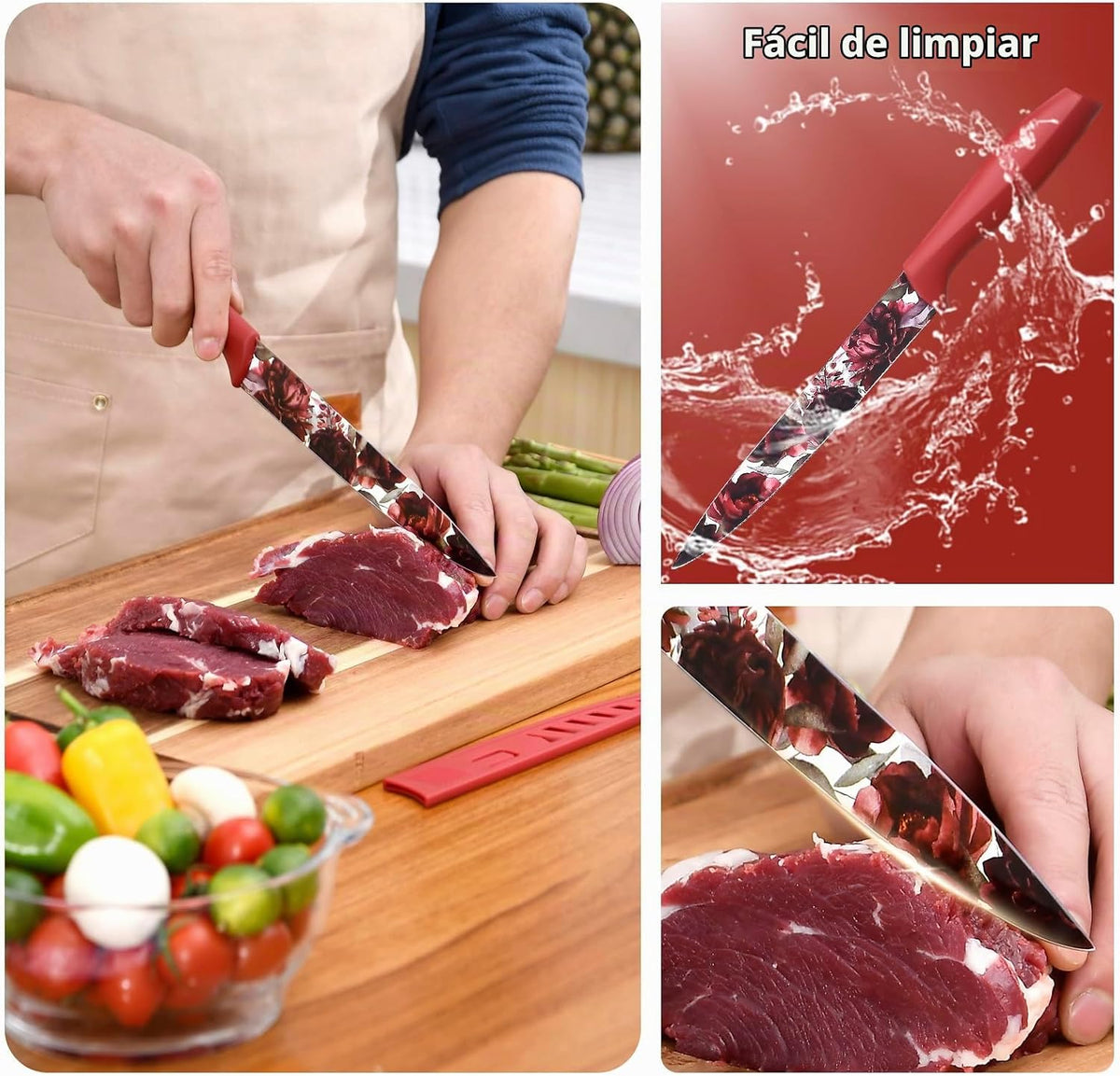 Juego de cuchillos UPTRUST, juego de cuchillos de cocina de 12 piez...