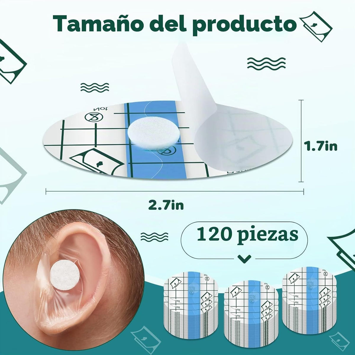 Kingdder 120 piezas desechables para los oídos del bebé para la nat...