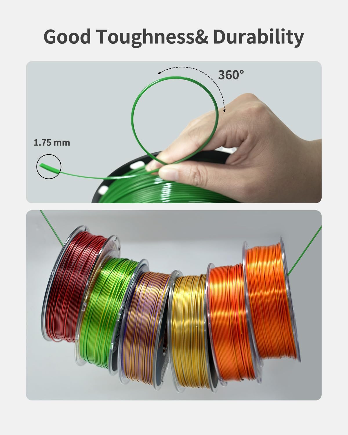 XZN Filamento PETG de 1,75 mm, consumibles de impresión de mayor du...