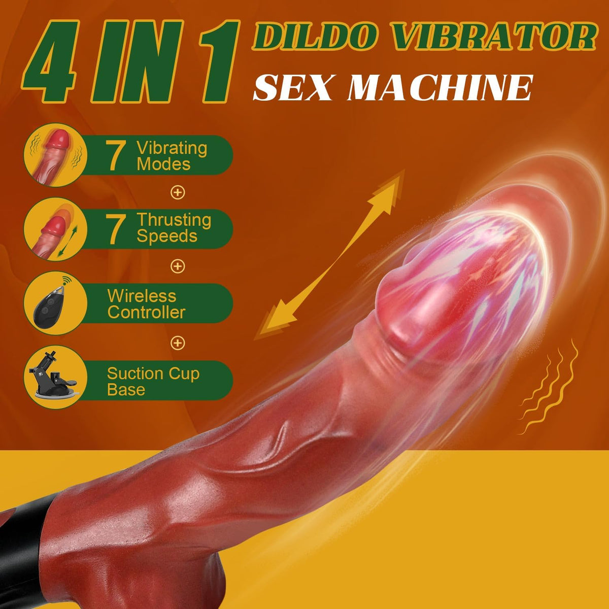 Consolador Vibrador con Movimiento de Empuje Juguetes Sexuales, Con...