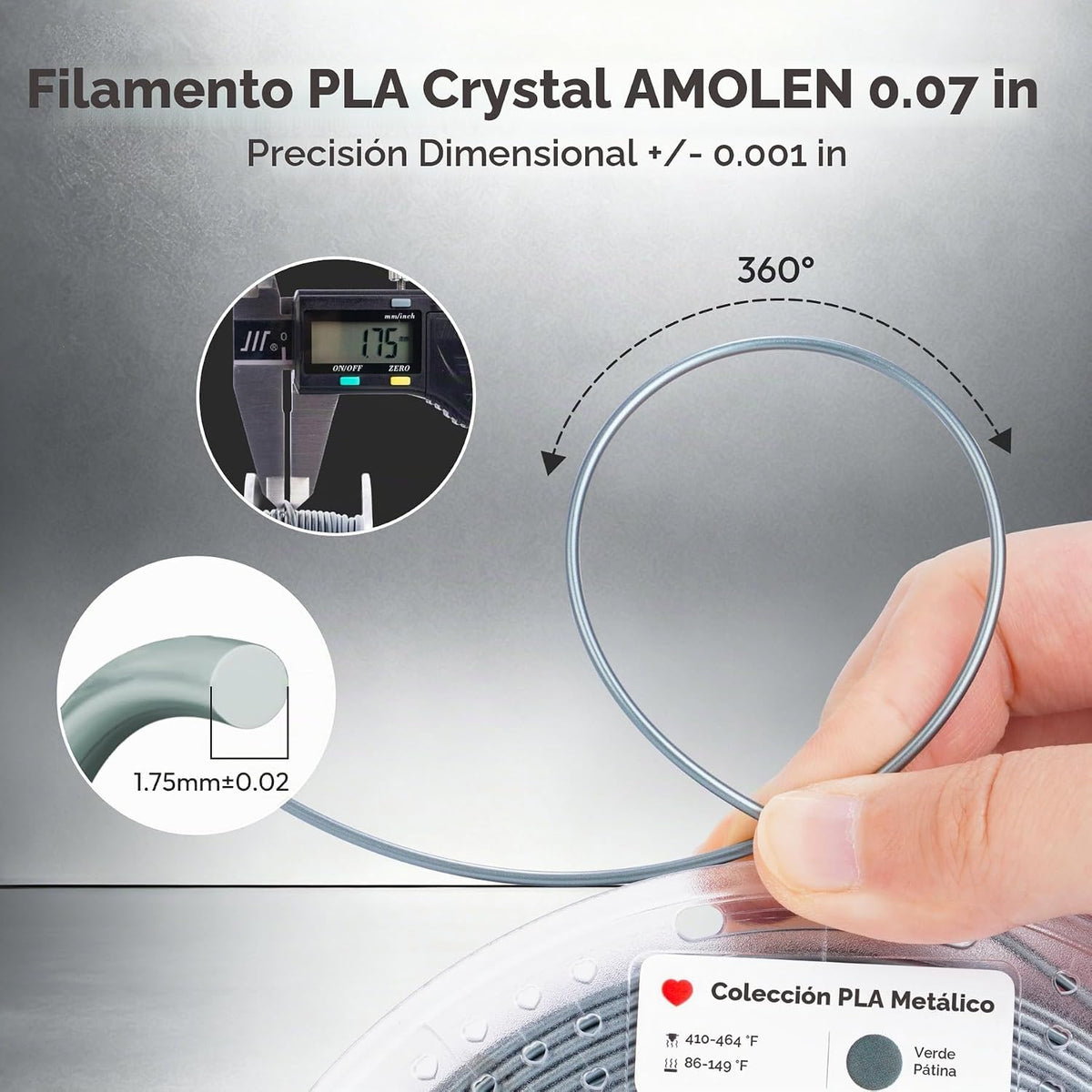 AMOLEN Paquete de filamento PLA para impresora 3D de ácido poliláct...