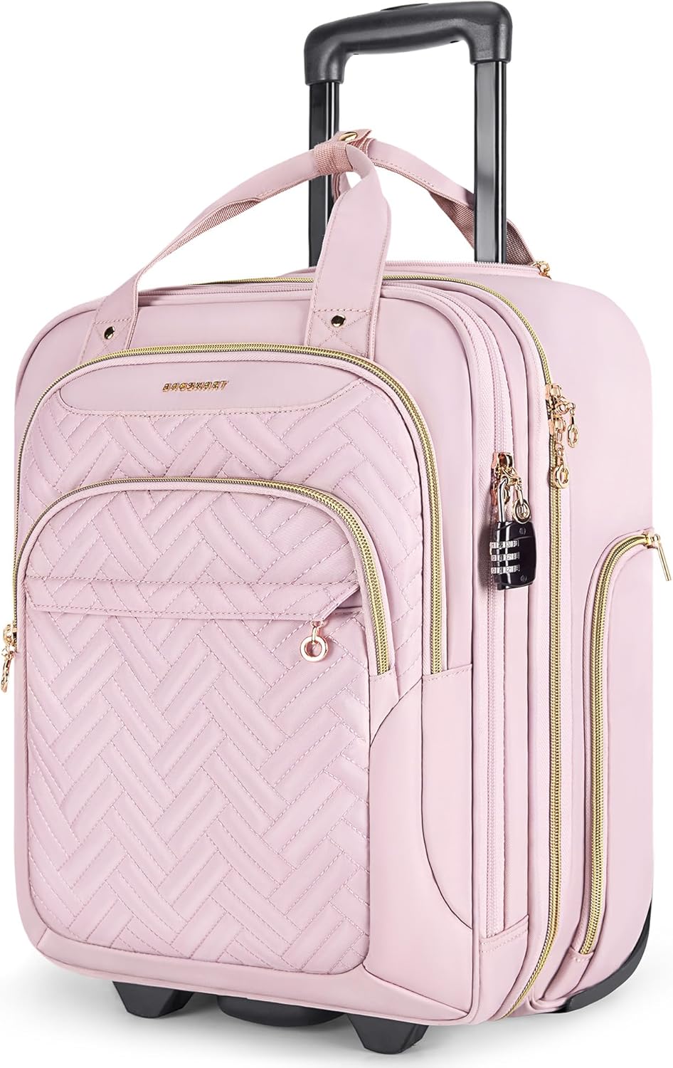 BAGSMART Equipaje de mano debajo del asiento, negro, Rosado, Equipa...