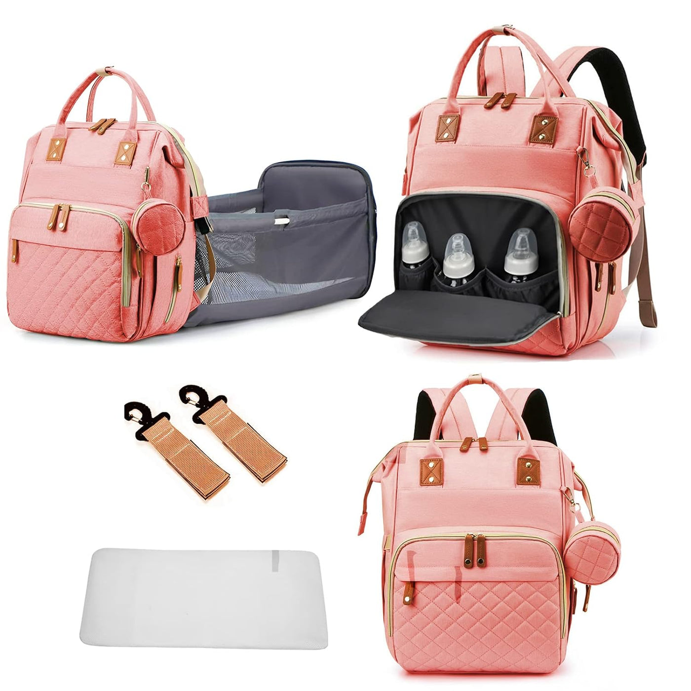 GurZinn Mochila para pañales con cambiador portátil, mochila multif...