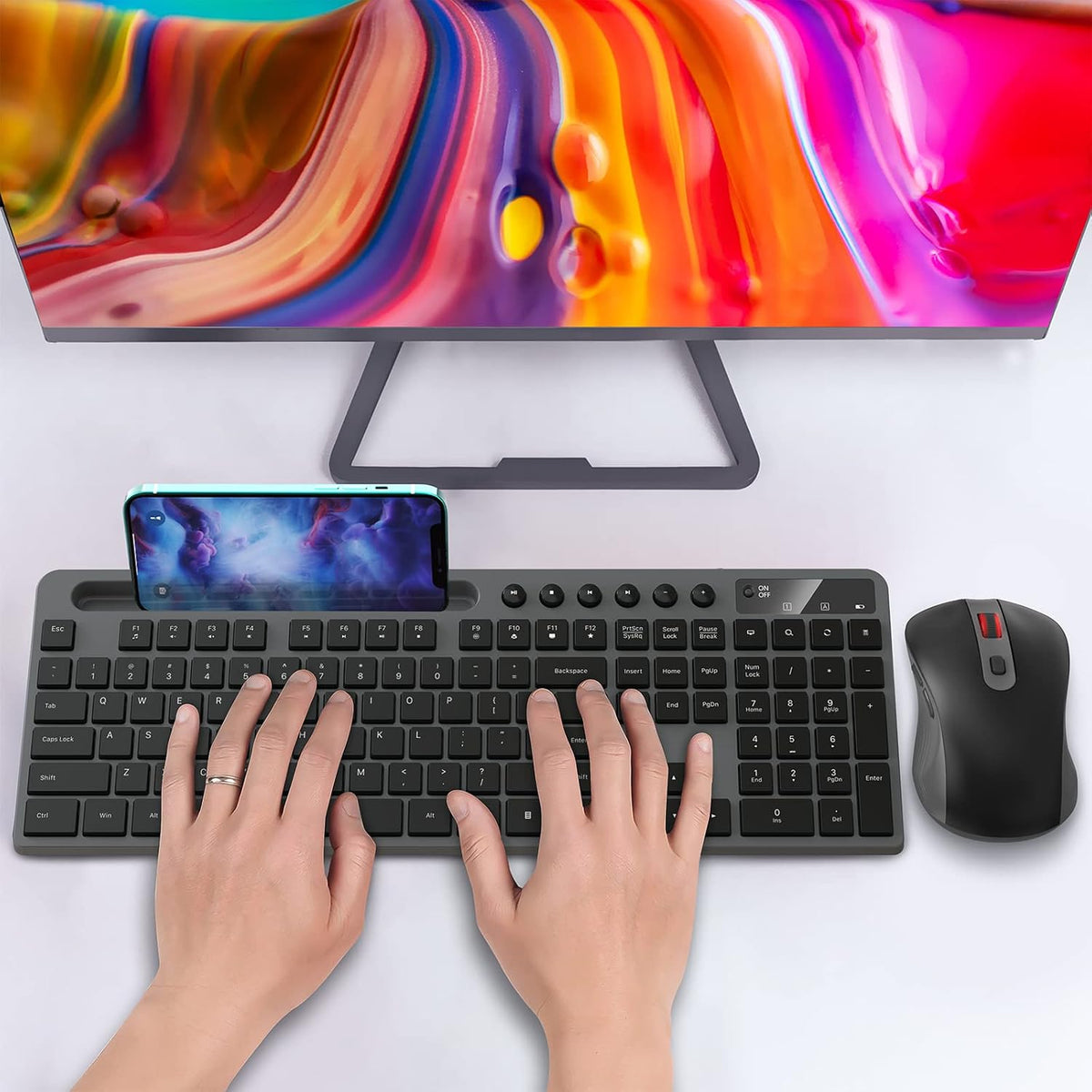 Combinación de teclado y ratón inalámbricos, MARVO 2.4G Teclado ina...
