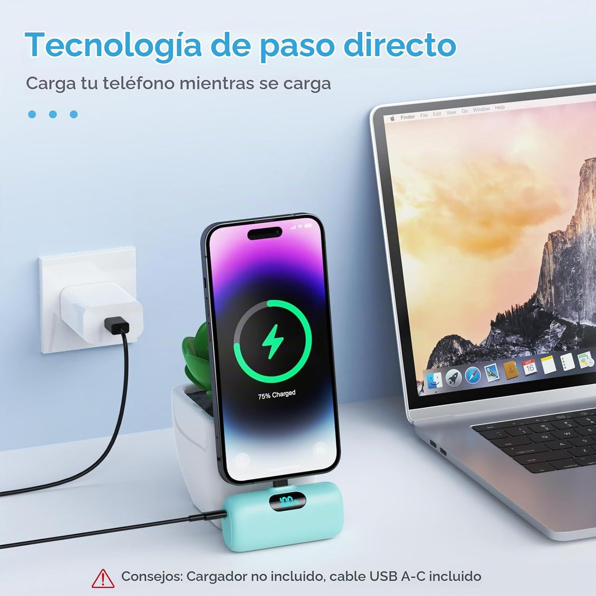 Mini cargador portátil USB C, batería de carga rápida PD de 5000 mA...
