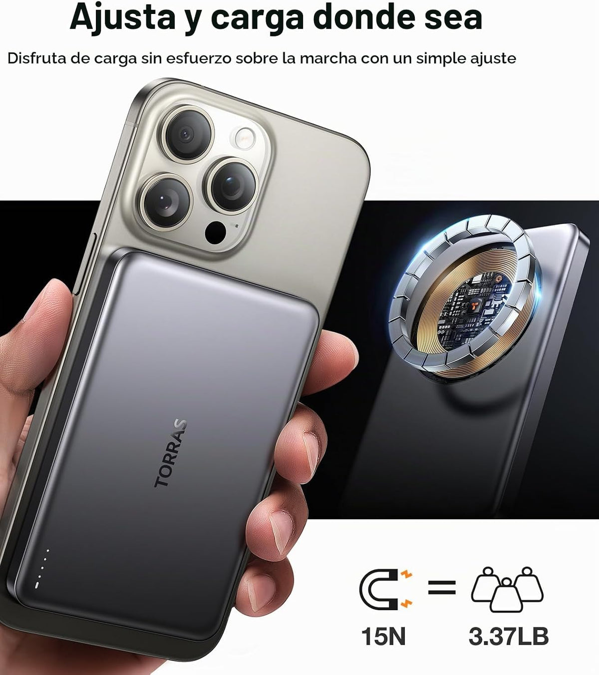TORRAS MiniMag Power Bank, cargador portátil magnético ultrafino de...