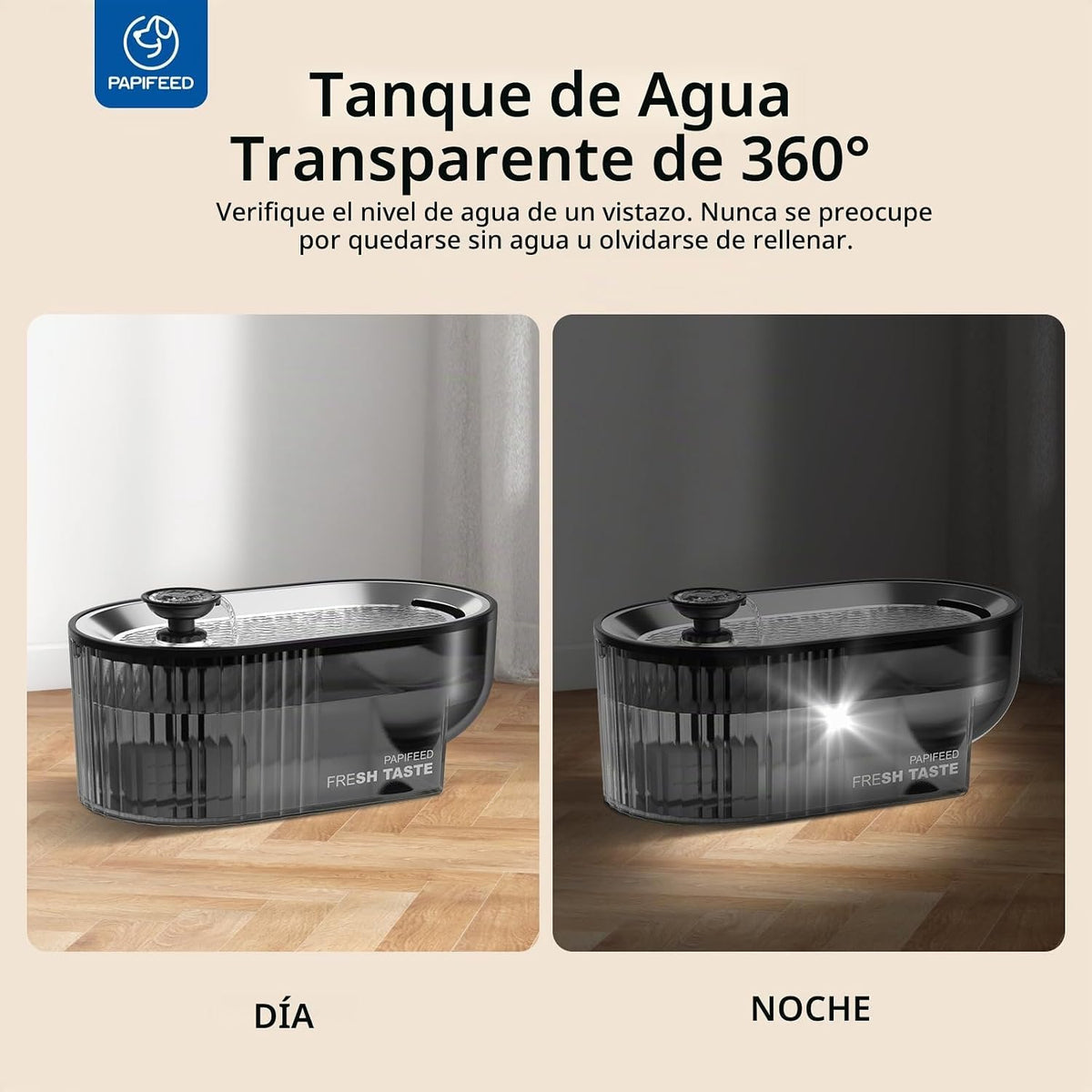 PAPIFEED Fuente de Agua para Gatos + Bandeja de Acero Inoxidable +...