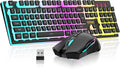 RedThunder K10 Combo de teclado y mouse inalámbricos para juegos, b...