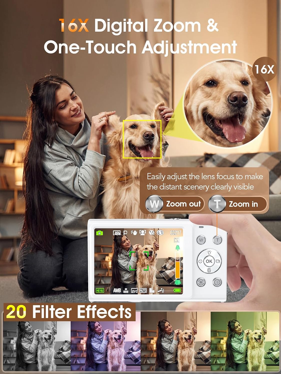 Cámara digital, cámara 4K de enfoque automático para vlogging para...