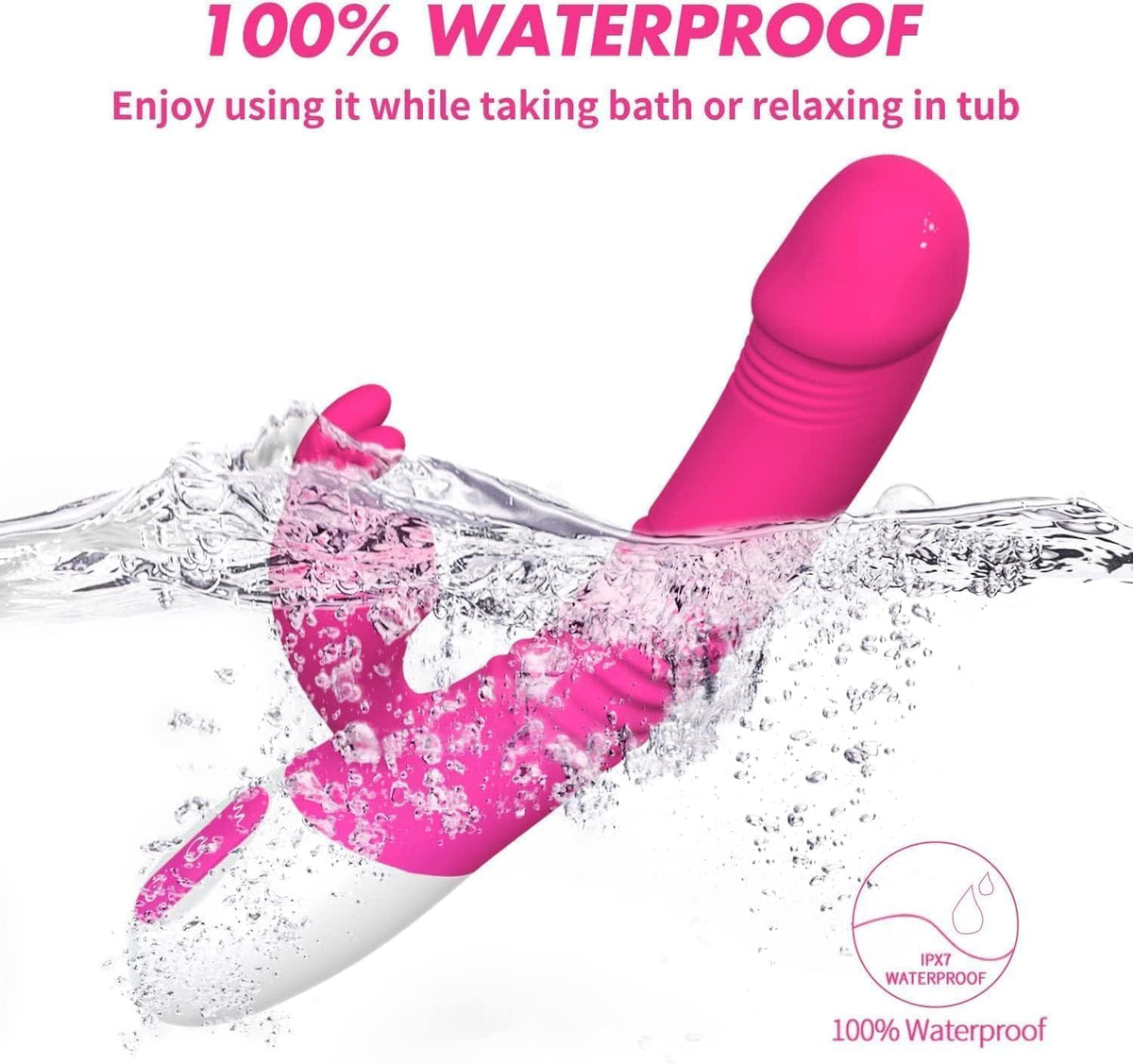 Juego de juguetes de placer con orejas de conejo rosadas, motor dua...