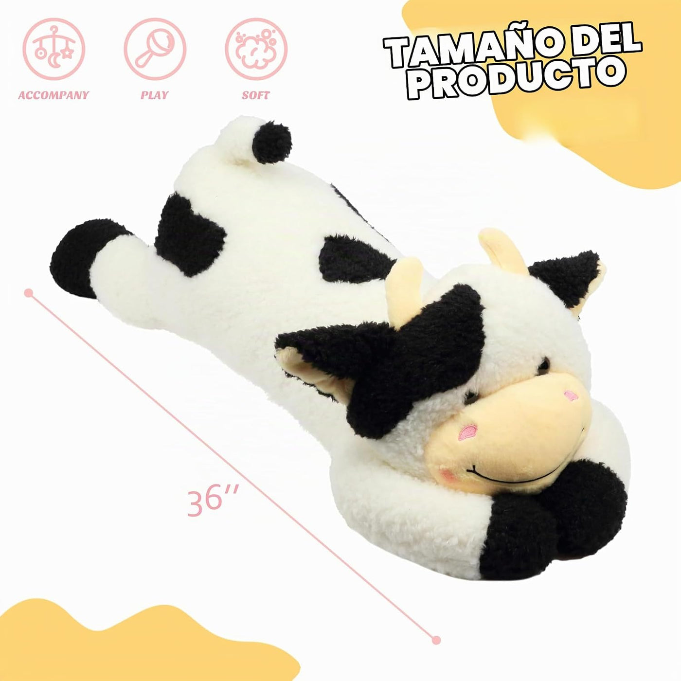 Easfan Vaca acostada de peluche grande para abrazar, juguete de alm...