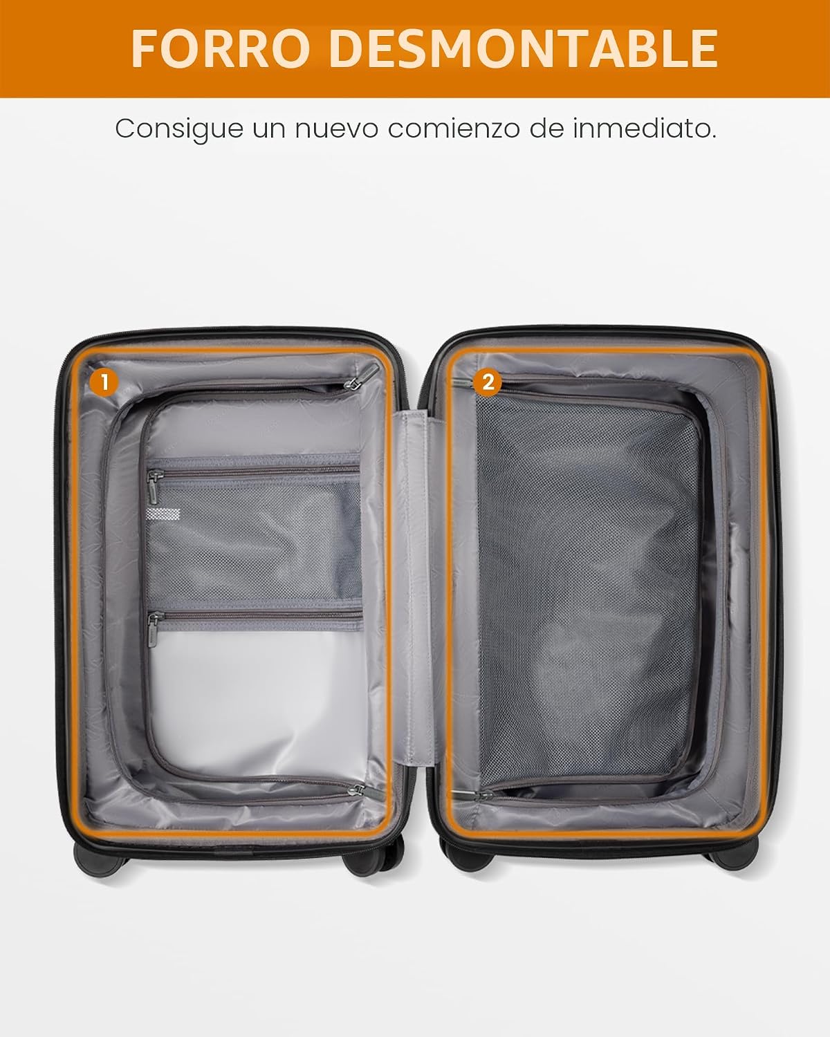 LOVEVOOK Equipaje de mano, Negro - Marrón de ensueño, Elegante