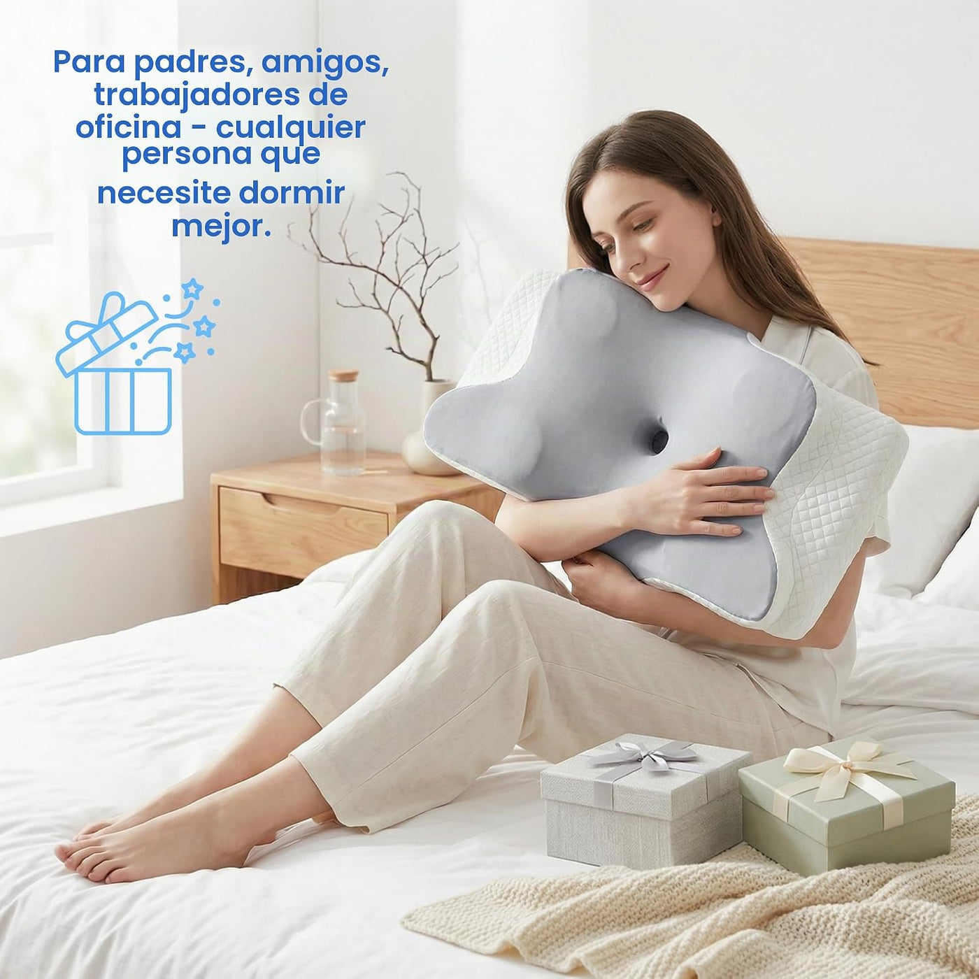 Almohada cervical para aliviar el dolor de cuello, almohada ortopéd...