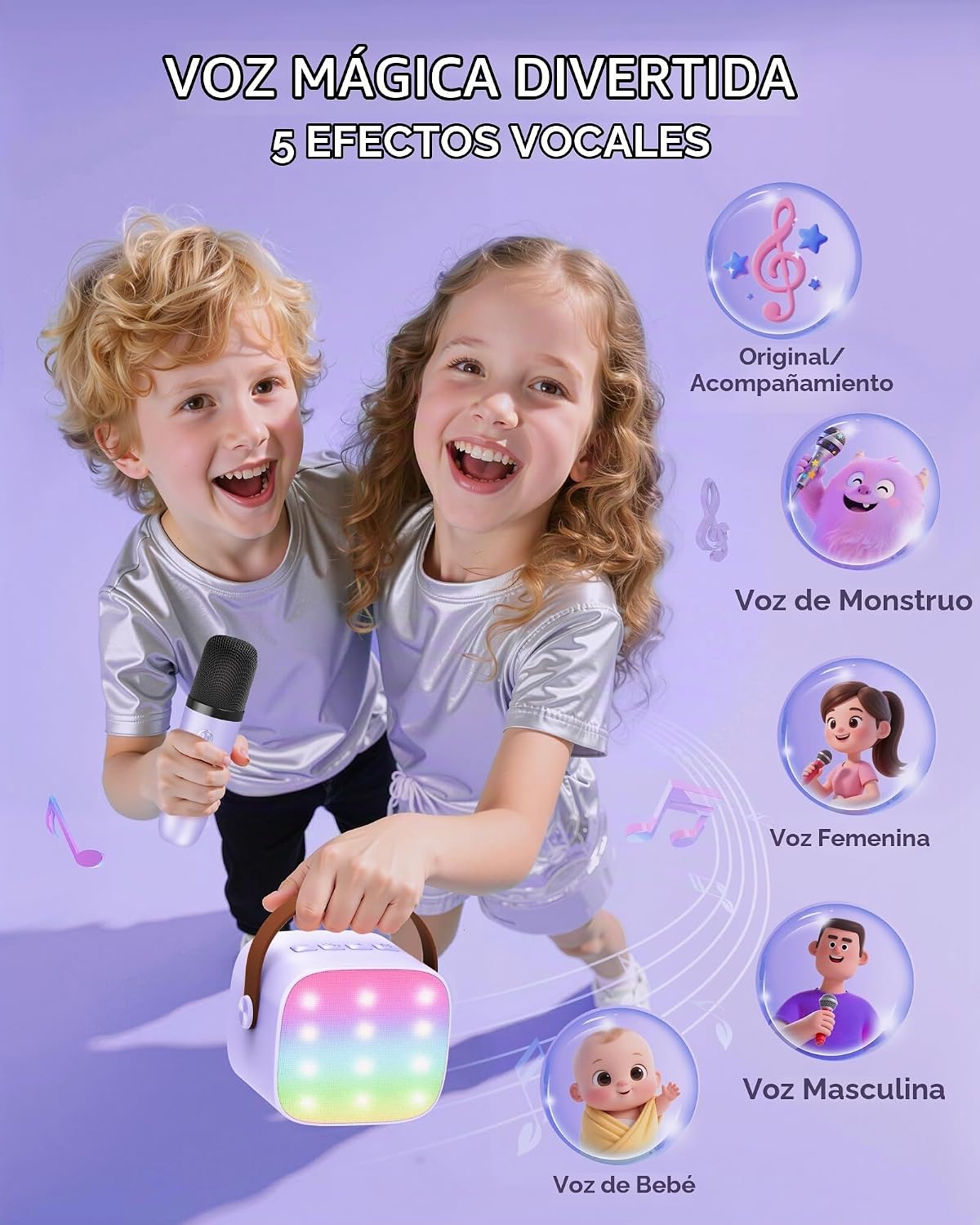 YLL Mini máquina de karaoke con 3 micrófonos inalámbricos, regalos...