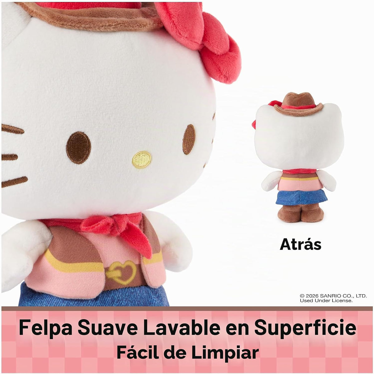 GUND Sanrio - Peluche oficial de Hello Kitty Cowgirl, juguete de pe...
