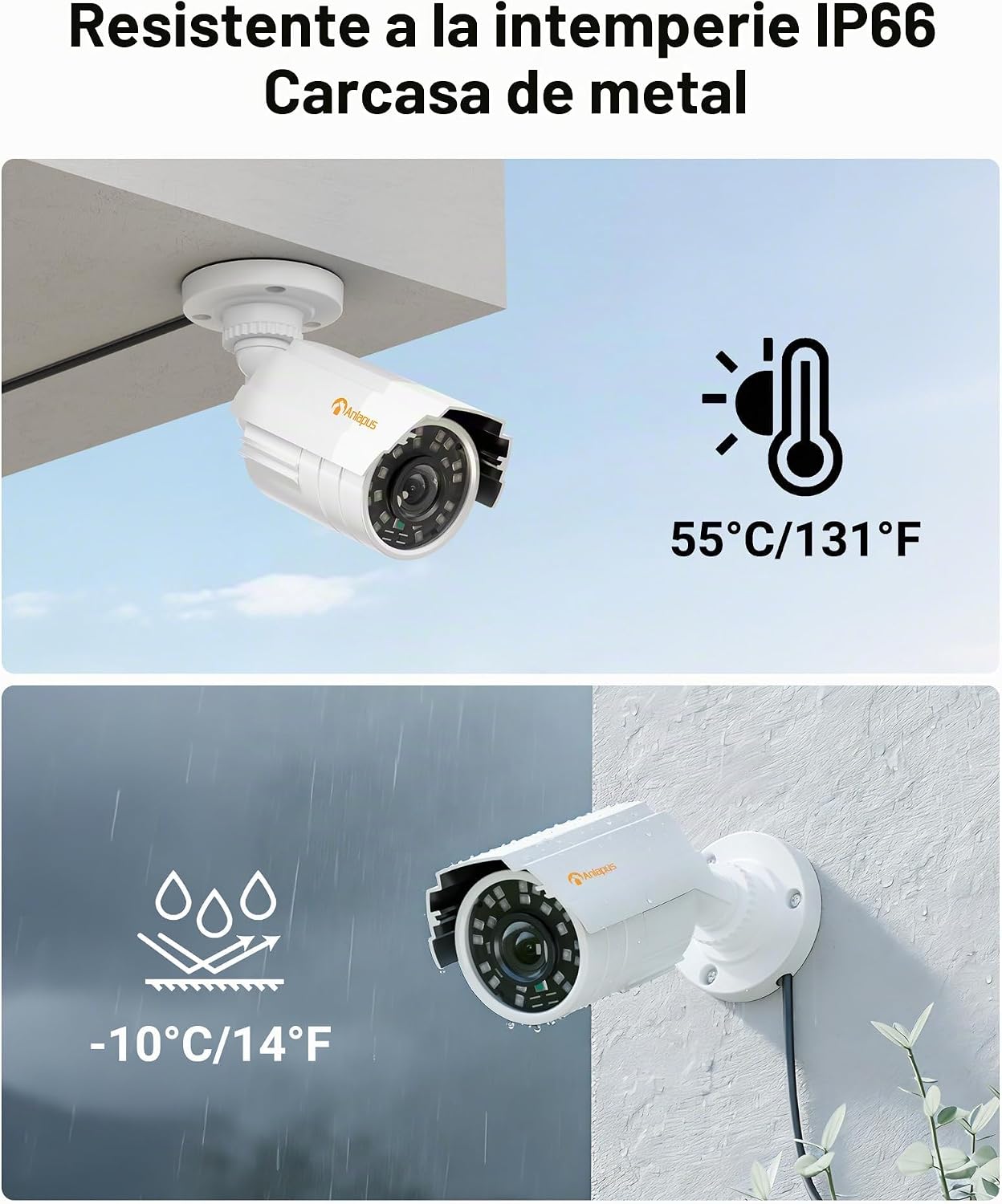 Anlapus Paquete de 4 cámaras de seguridad HD 1080P, IP66 resistente...