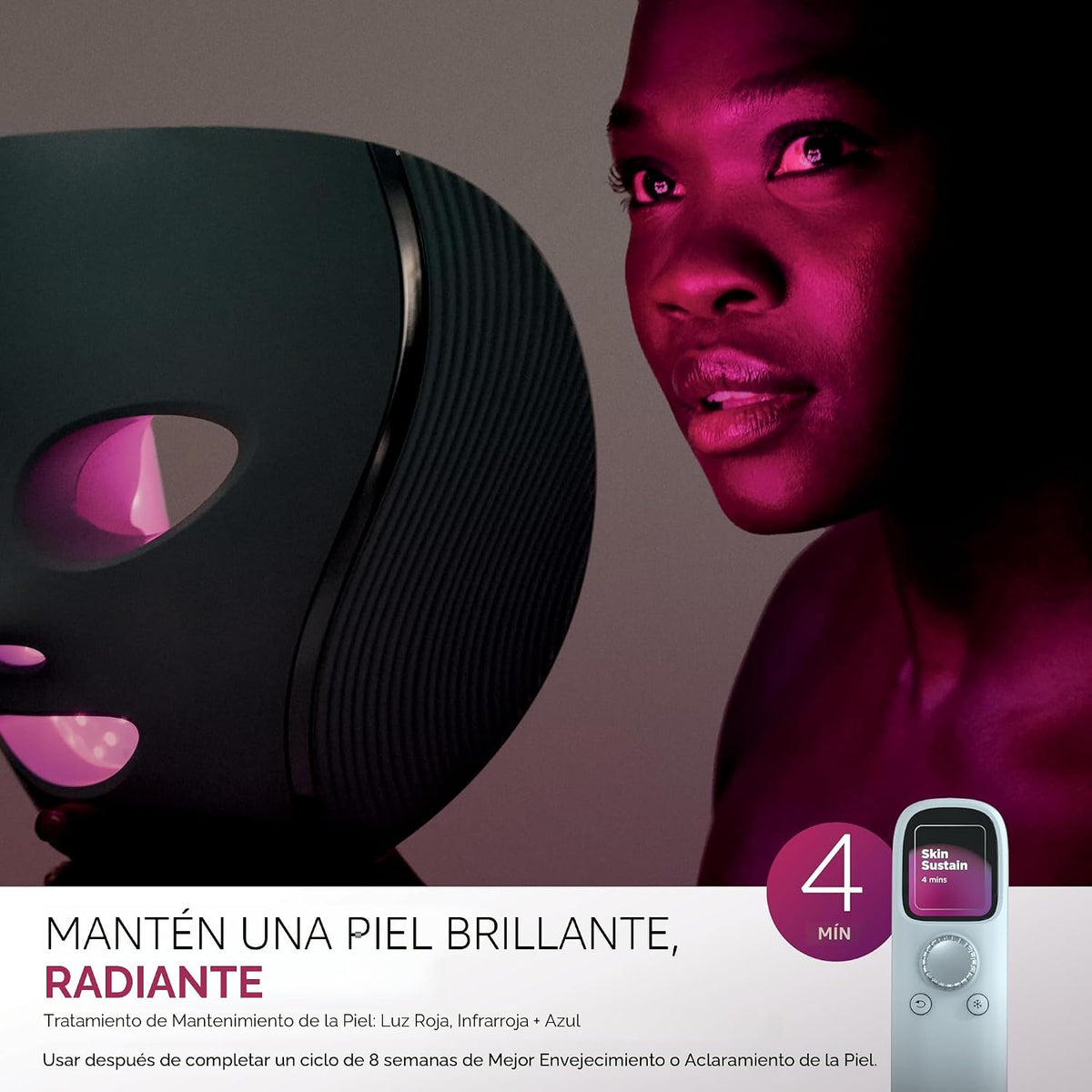 Mascarilla facial LED Shark CryoGlow, terapia de luz roja, enfriami...