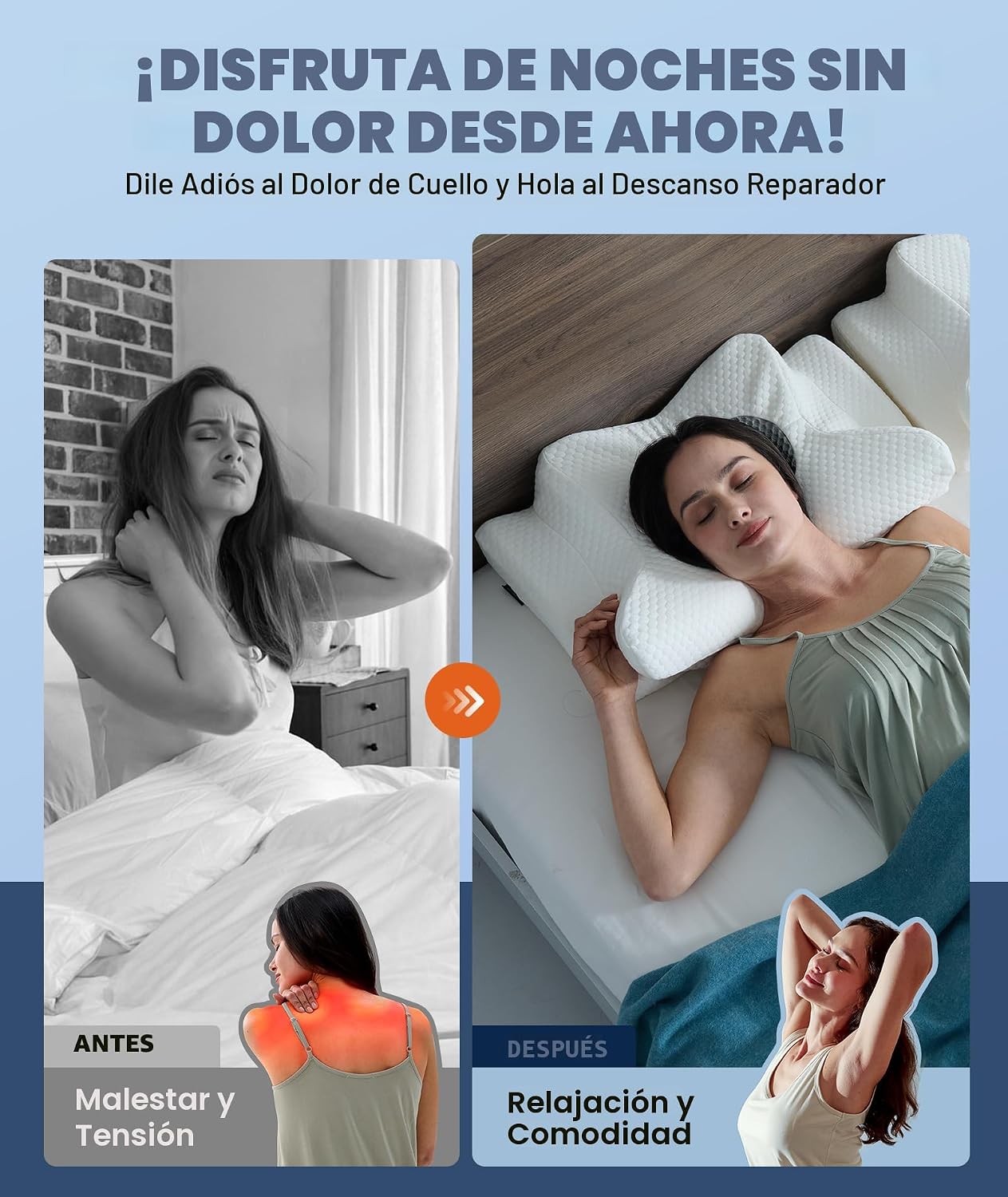 Sleep Doctor - Almohada cervical para dormir, ergonómica, para dorm...