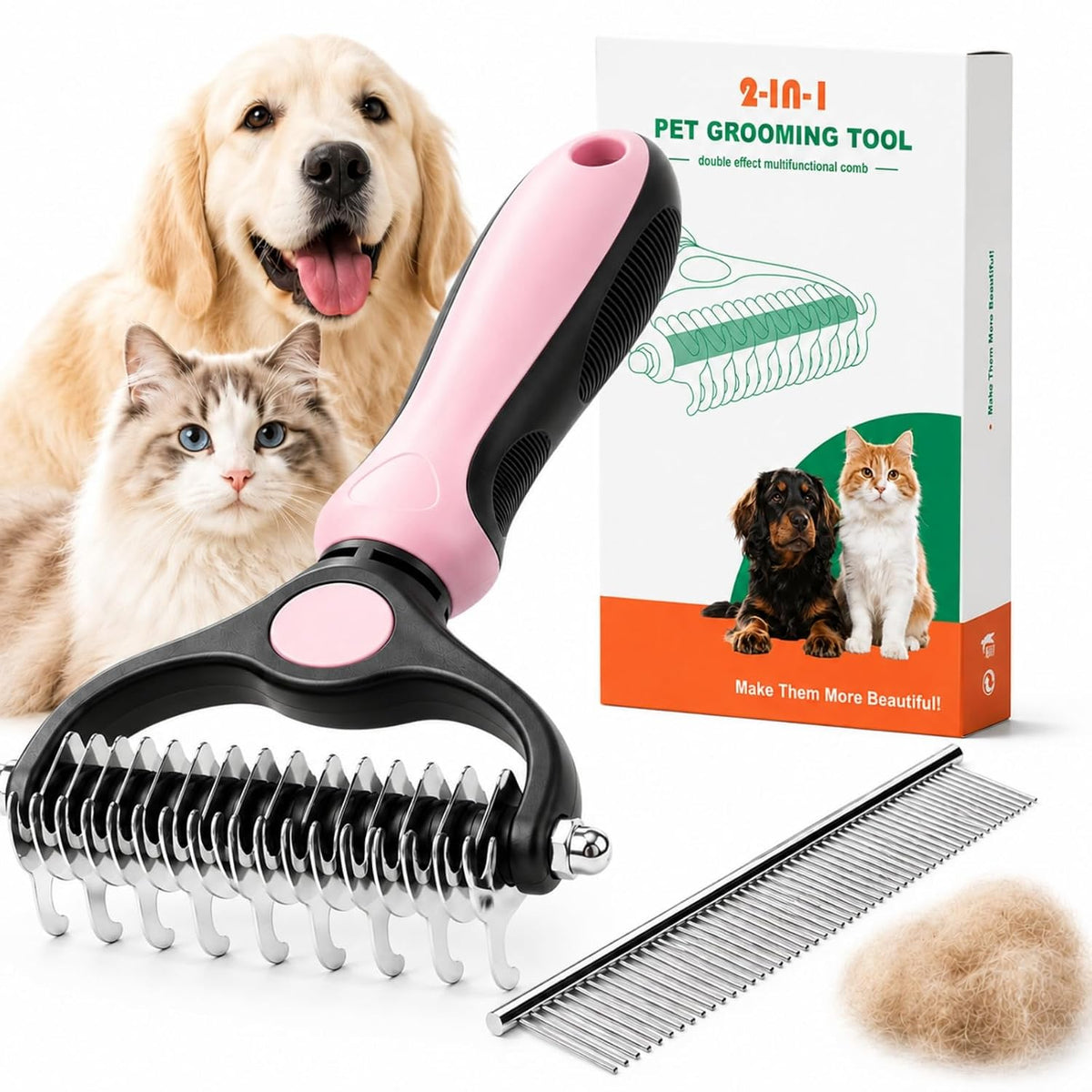 Herramienta de aseo para mascotas 2 en 1 para perros y gatos, juego...