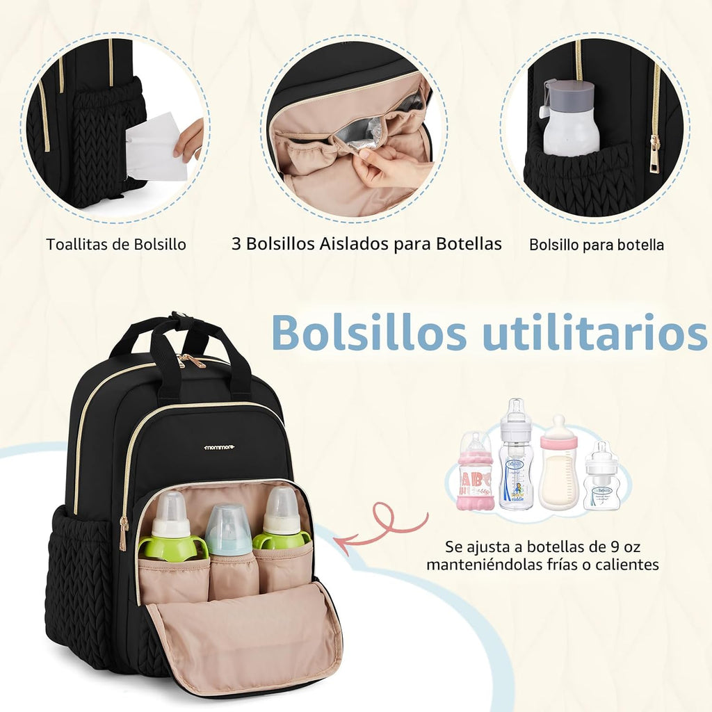 mommore Mochila para pañales, bolsa grande de viaje para artículos...