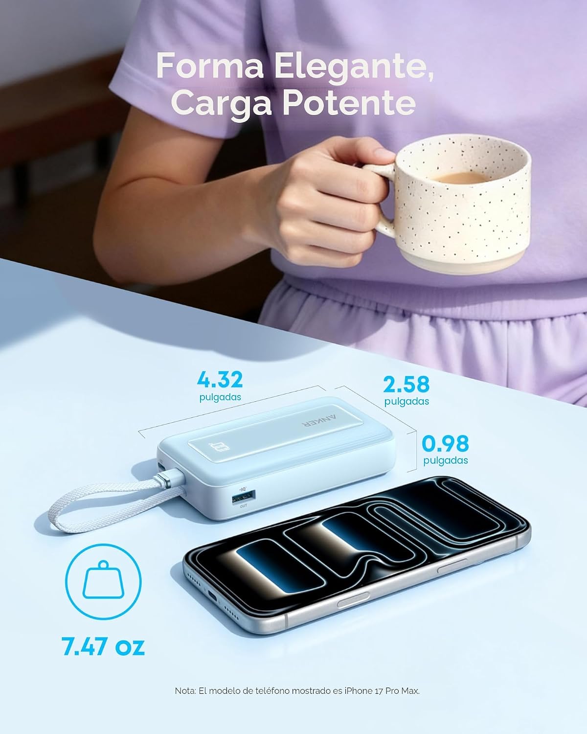 Anker Power Bank, 10,000mAh 30W con cargador portátil esencial de v...