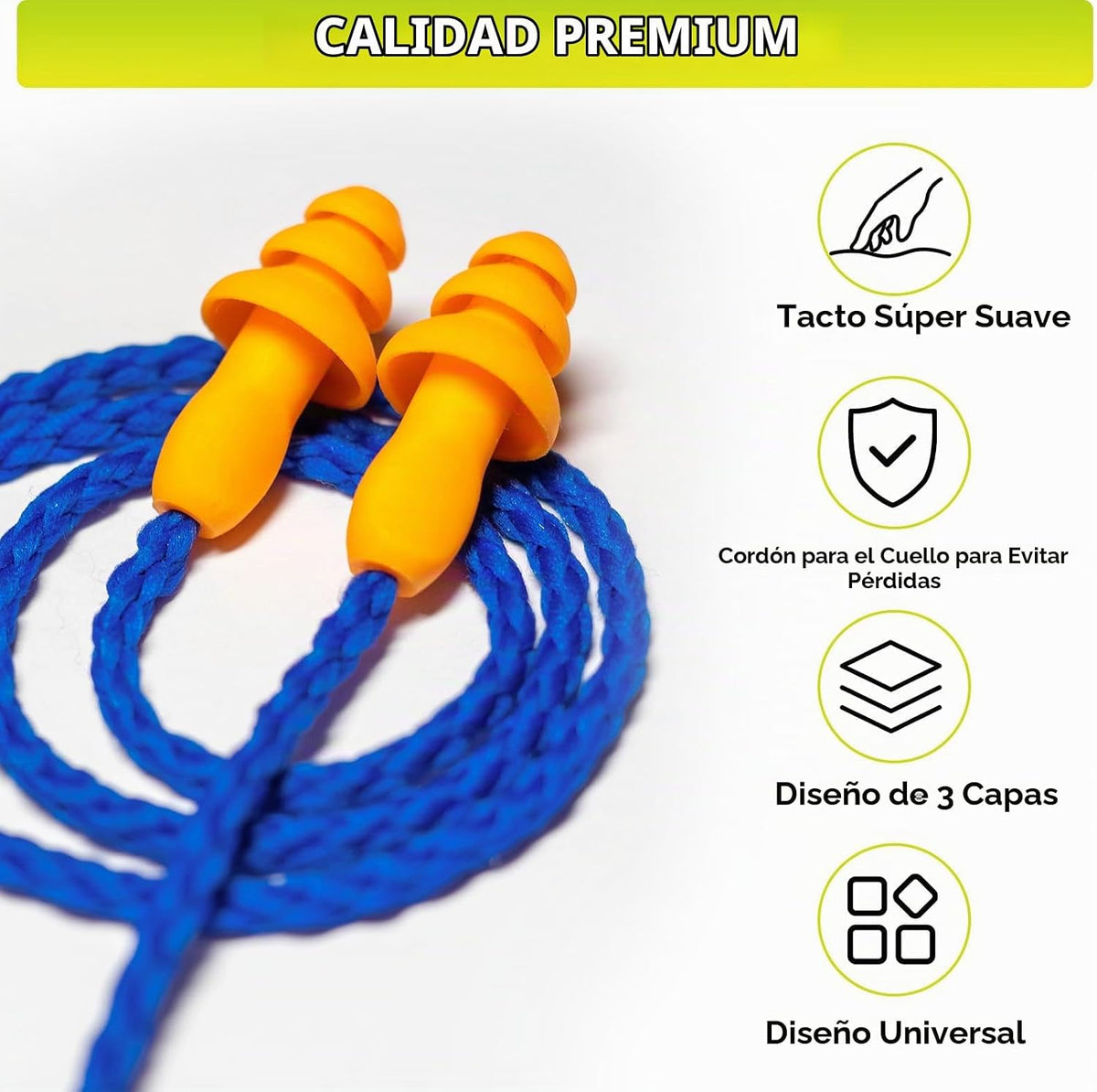TICONN 12 pares de tapones para los oídos reutilizables de silicona...