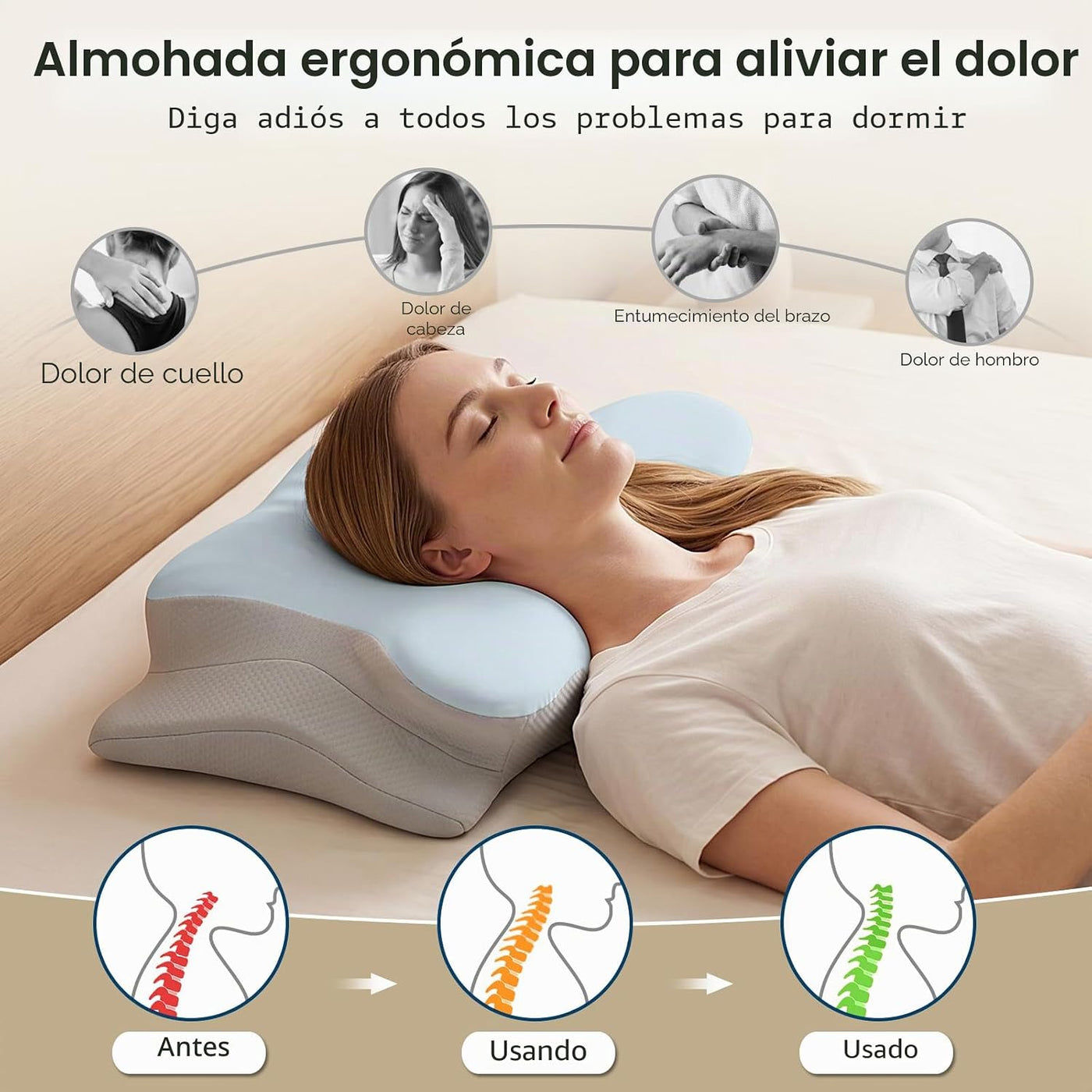 Ylekto Almohada cervical para el cuello para aliviar el dolor, almo...