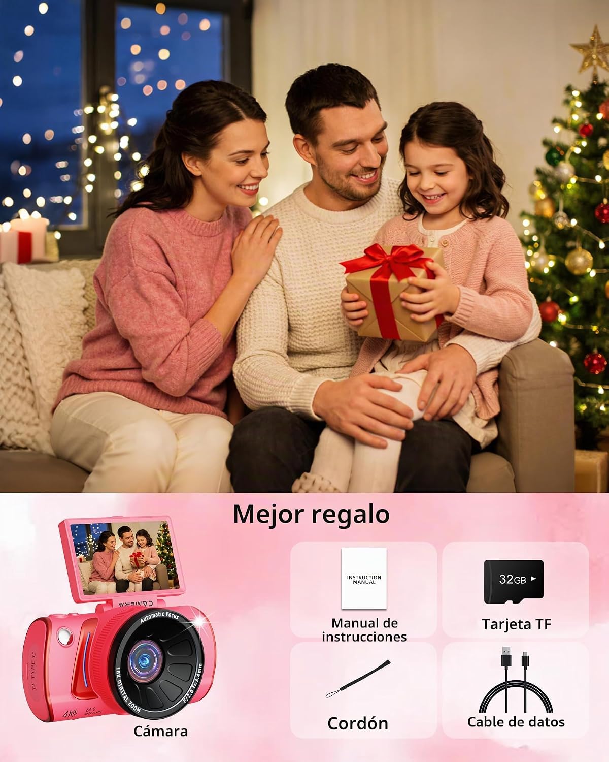 Cámara digital 4K para fotografía, cámara de vlogging WiFi de 64MP...