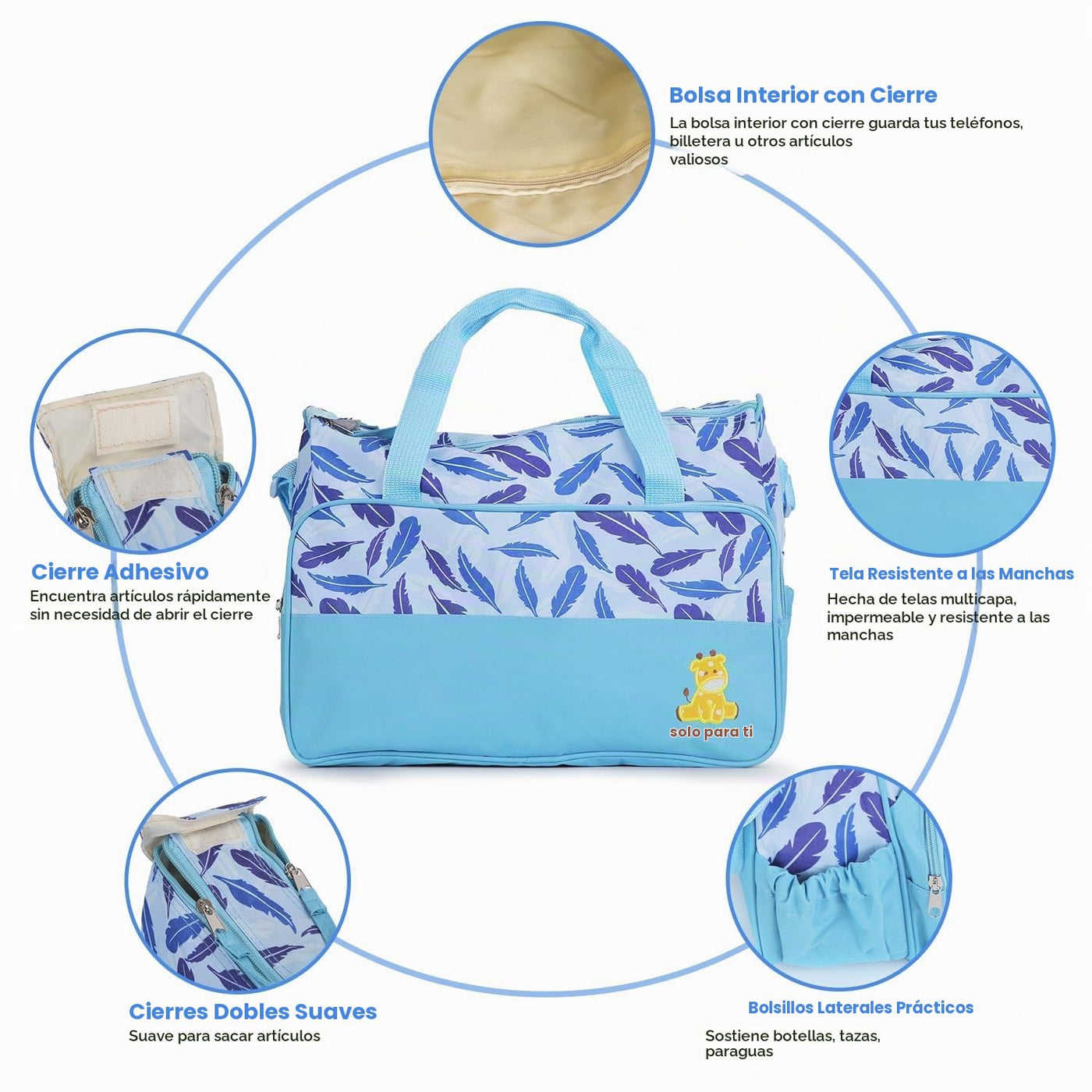 Moclever Juego de 5 bolsas de pañales - Bolsas de bebé para mamá, A...